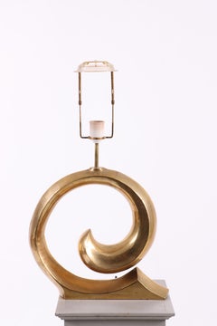 Brass Table Lamp with New Fabric Shade, Denmark, 1970s