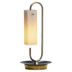 Brass Table Lamp with Opal Glass Shade, Europe 20th Century