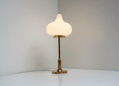 Brass Table Lamp with Opal Glass Shade from Louis Poulsen, 1950s