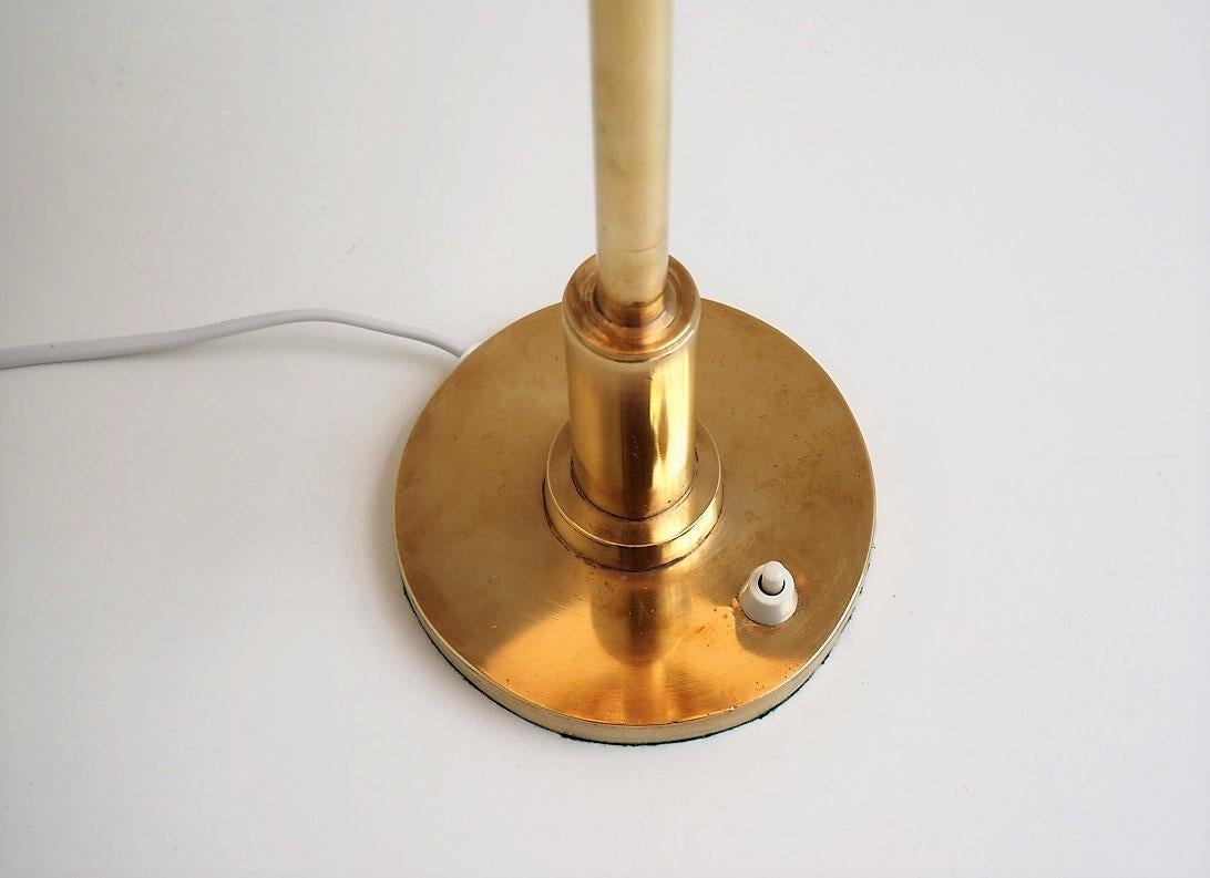 Danish Brass Table Lamp with Opal Glass Shade from Louis Poulsen, 1950s For Sale