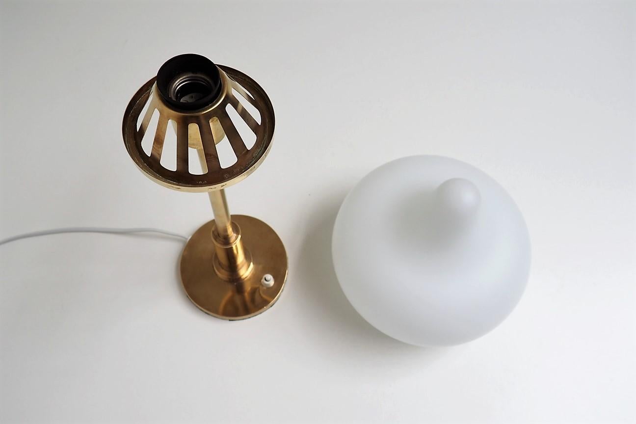 Polished Brass Table Lamp with Opal Glass Shade from Louis Poulsen, 1950s For Sale