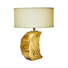 Vintage Brass Table Lamp with Parchment Paper Shades