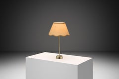 Brass Table Lamp with Scalloped Shade by ASEA, Sweden 1970s