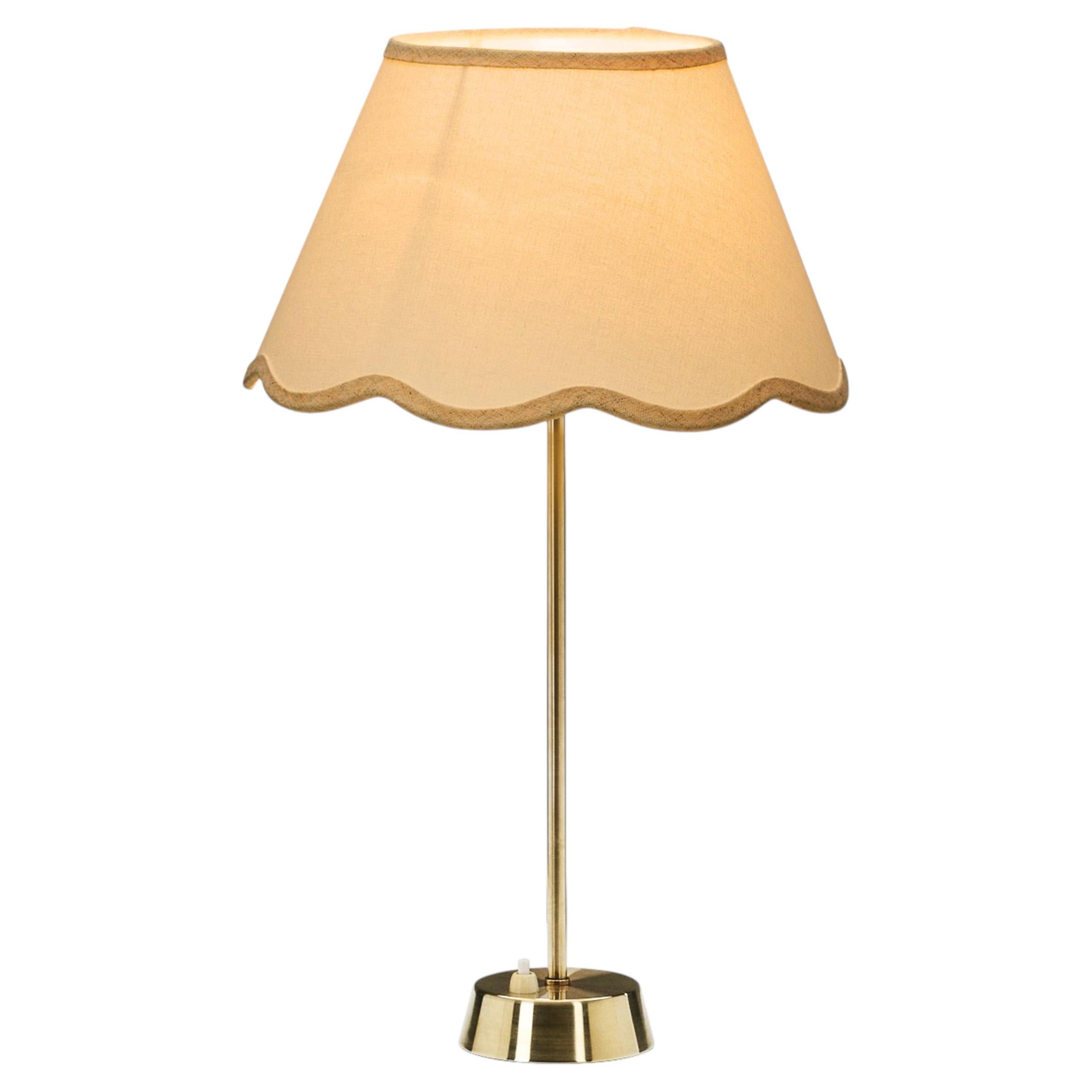 Brass Table Lamp with Scalloped Shade by ASEA, Sweden 1970s For Sale