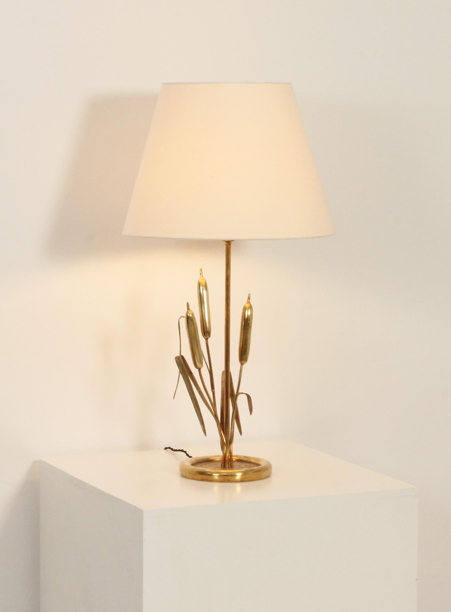 Brass Table Lamp with Wheat Spikes from 1970's, Italy For Sale 5