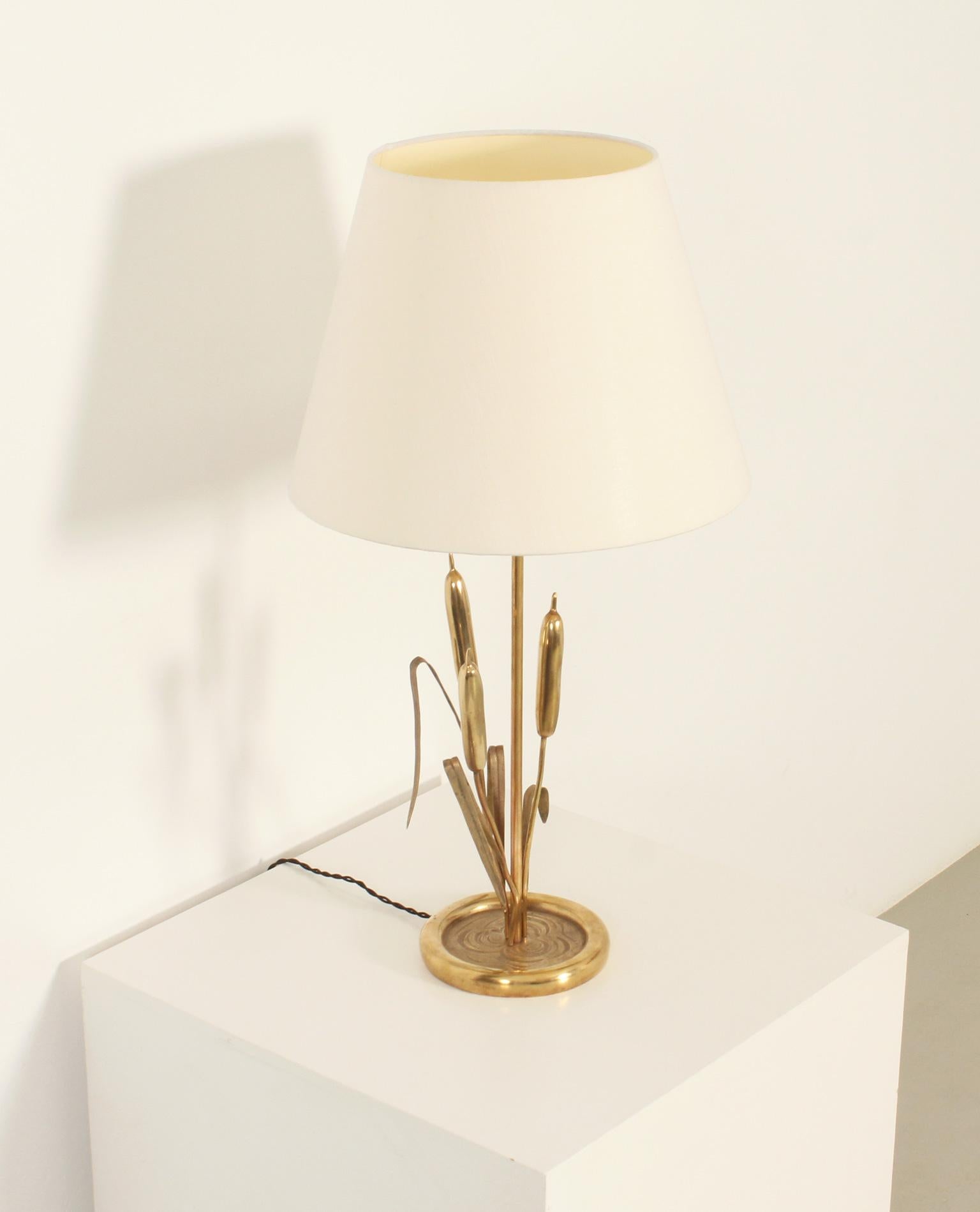 Brass Table Lamp with Wheat Spikes from 1970's, Italy For Sale 6