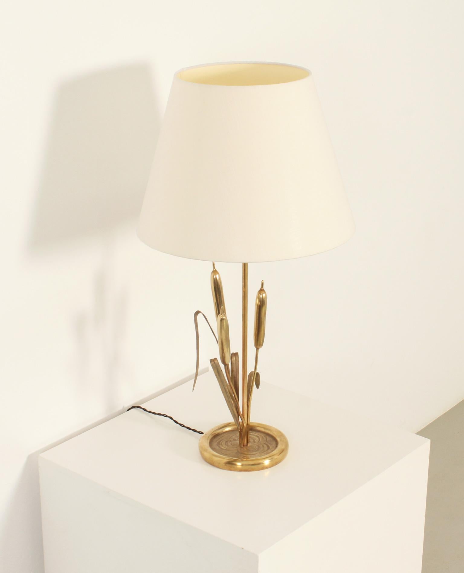 Messing-Tischlampe mit Weizennadeln aus den 1970er Jahren, Italien im Angebot 6