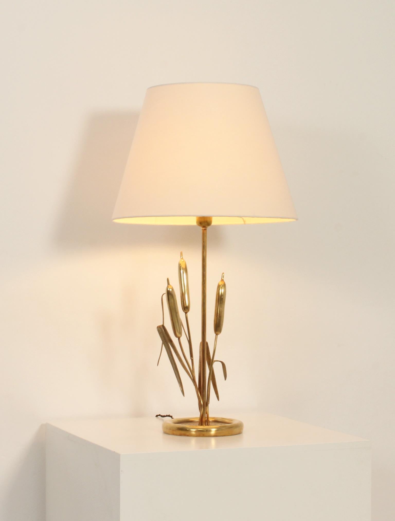 Messing-Tischlampe mit Weizennadeln aus den 1970er Jahren, Italien im Angebot 7