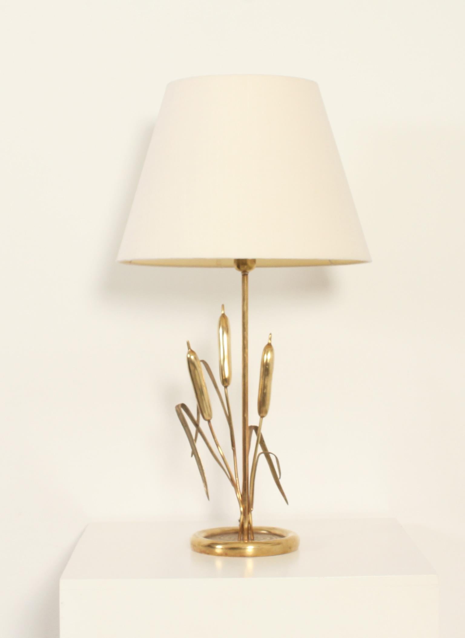 Italian Brass Table Lamp with Wheat Spikes from 1970's, Italy For Sale
