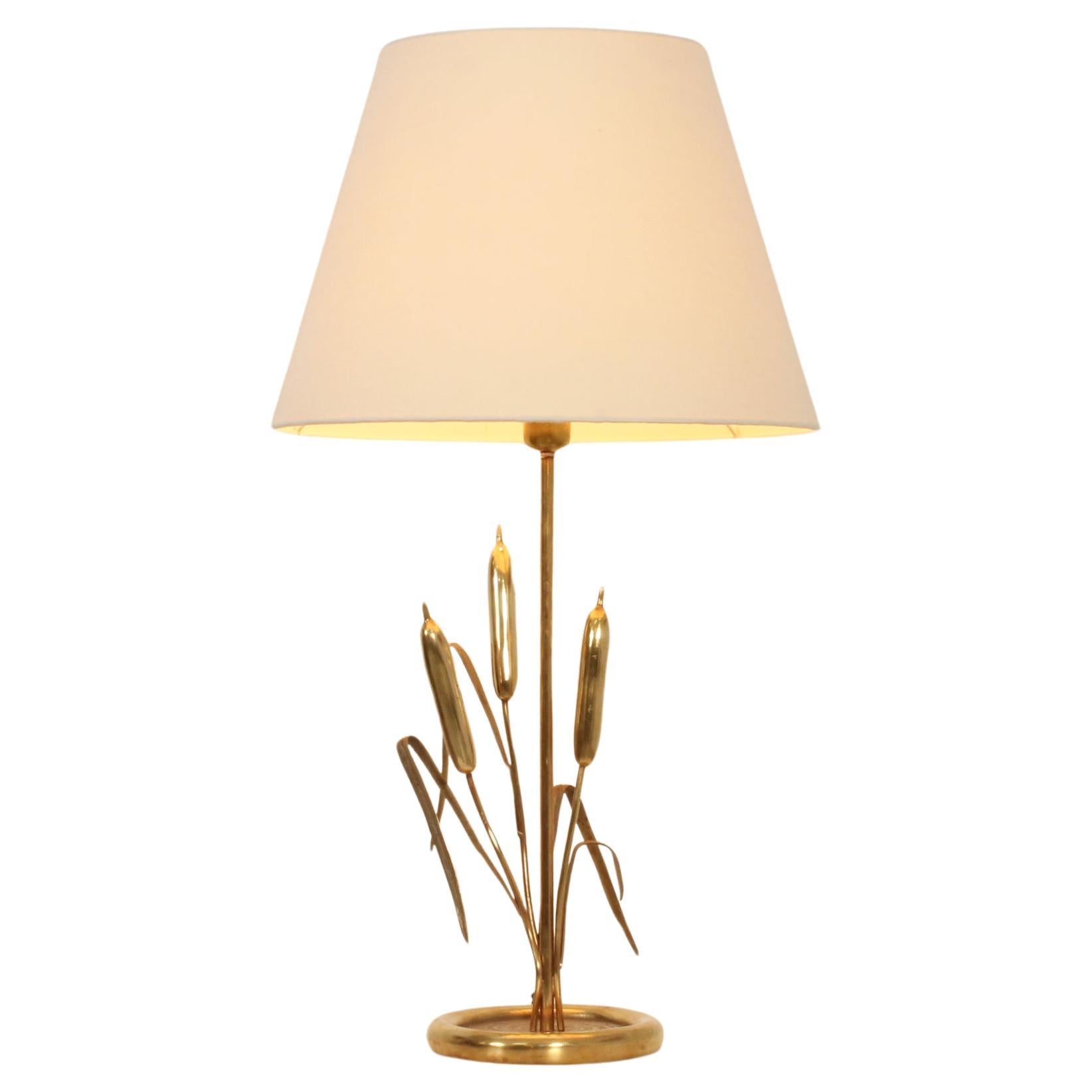 Brass Table Lamp with Wheat Spikes from 1970's, Italy For Sale