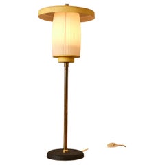 Brass Table Lamp with Yellow Shade