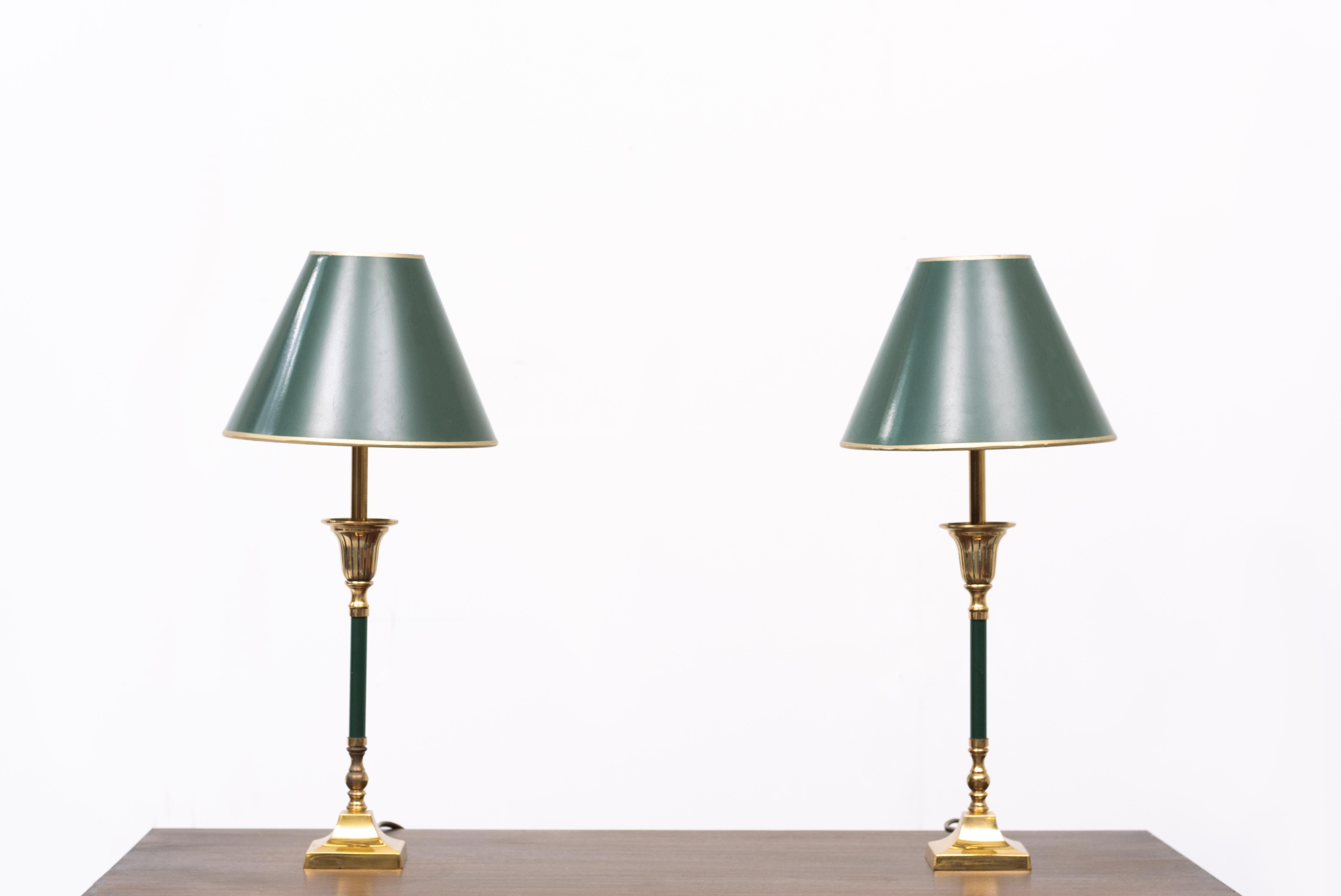 French Brass Table Lamps 1970s France