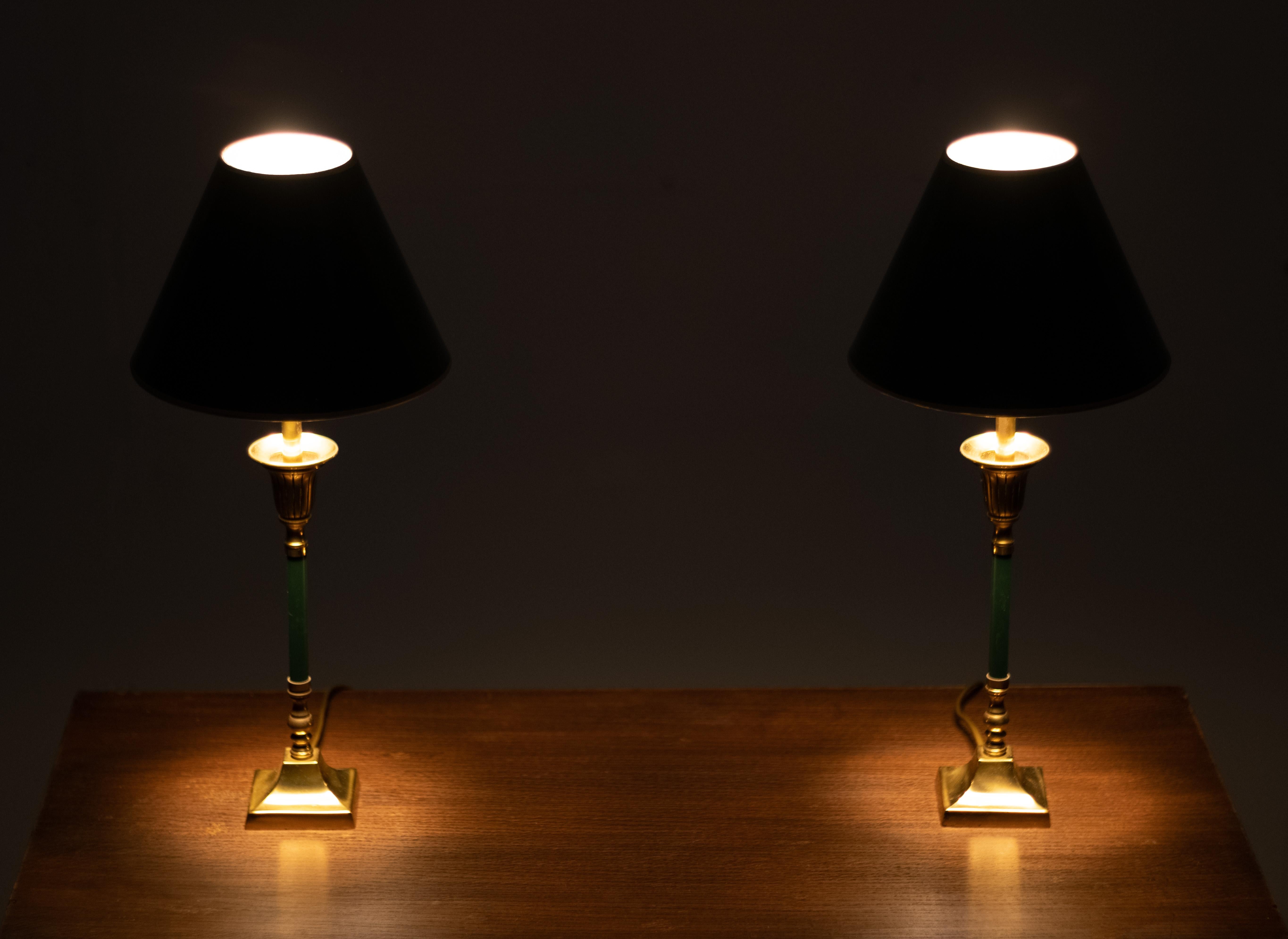 Brass Table Lamps 1970s France 3