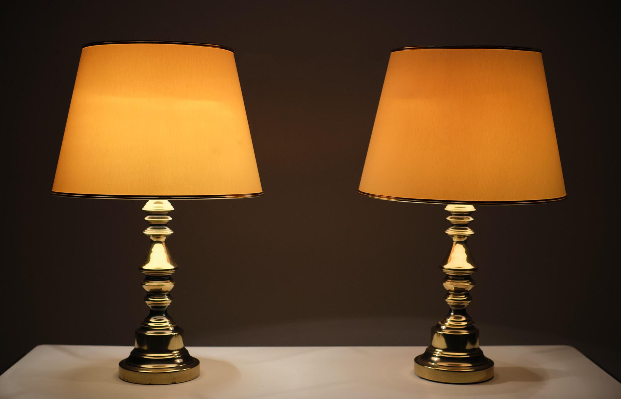 Brass Table Lamps Hollywood Regency, 1970s, Usa For Sale 5