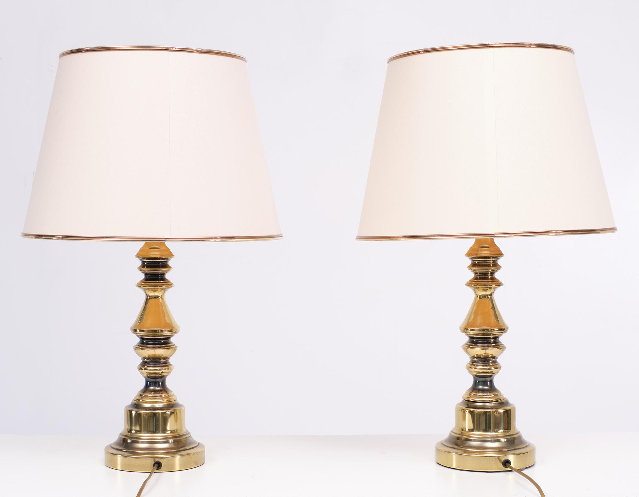 Brass Table Lamps Hollywood Regency, 1970s, Usa For Sale 4