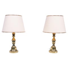 Lampade da tavolo in ottone Hollywood Regency, anni '70, Usa