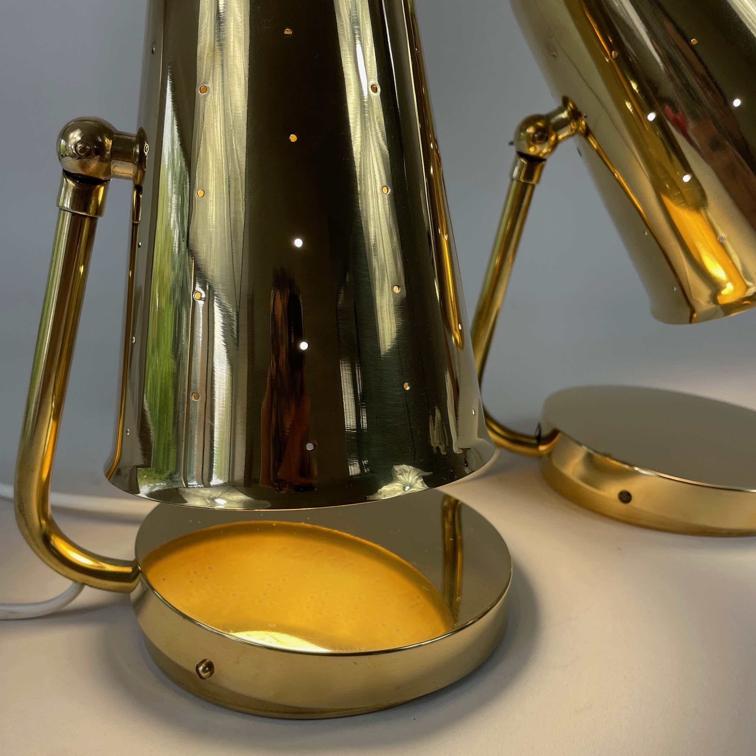 Lampes de table en laiton Karl Borén, Boréns Borås Belysning Suède années 1950, ensemble de 2 en vente 3