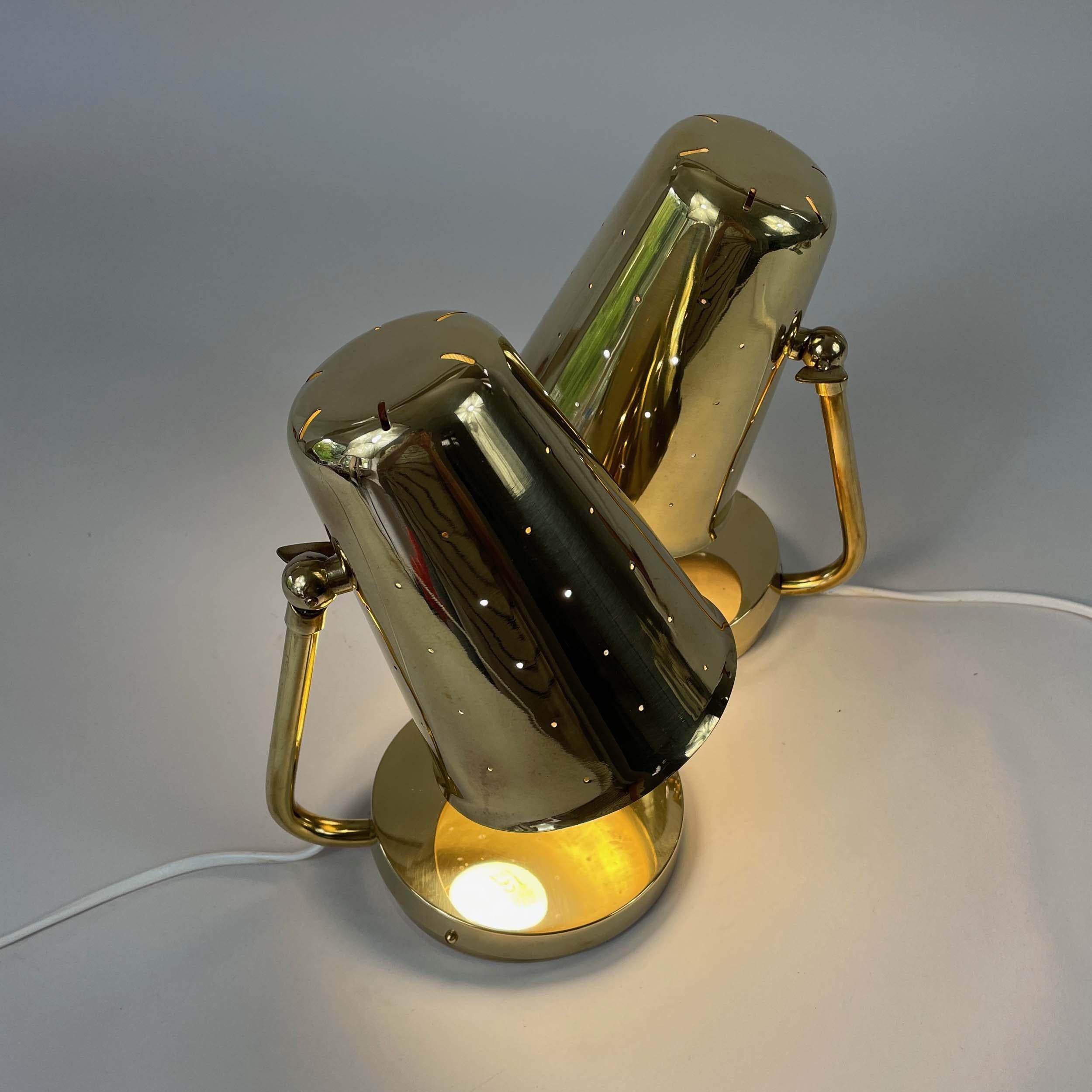 Lampes de table en laiton Karl Borén, Boréns Borås Belysning Suède années 1950, ensemble de 2 en vente 4