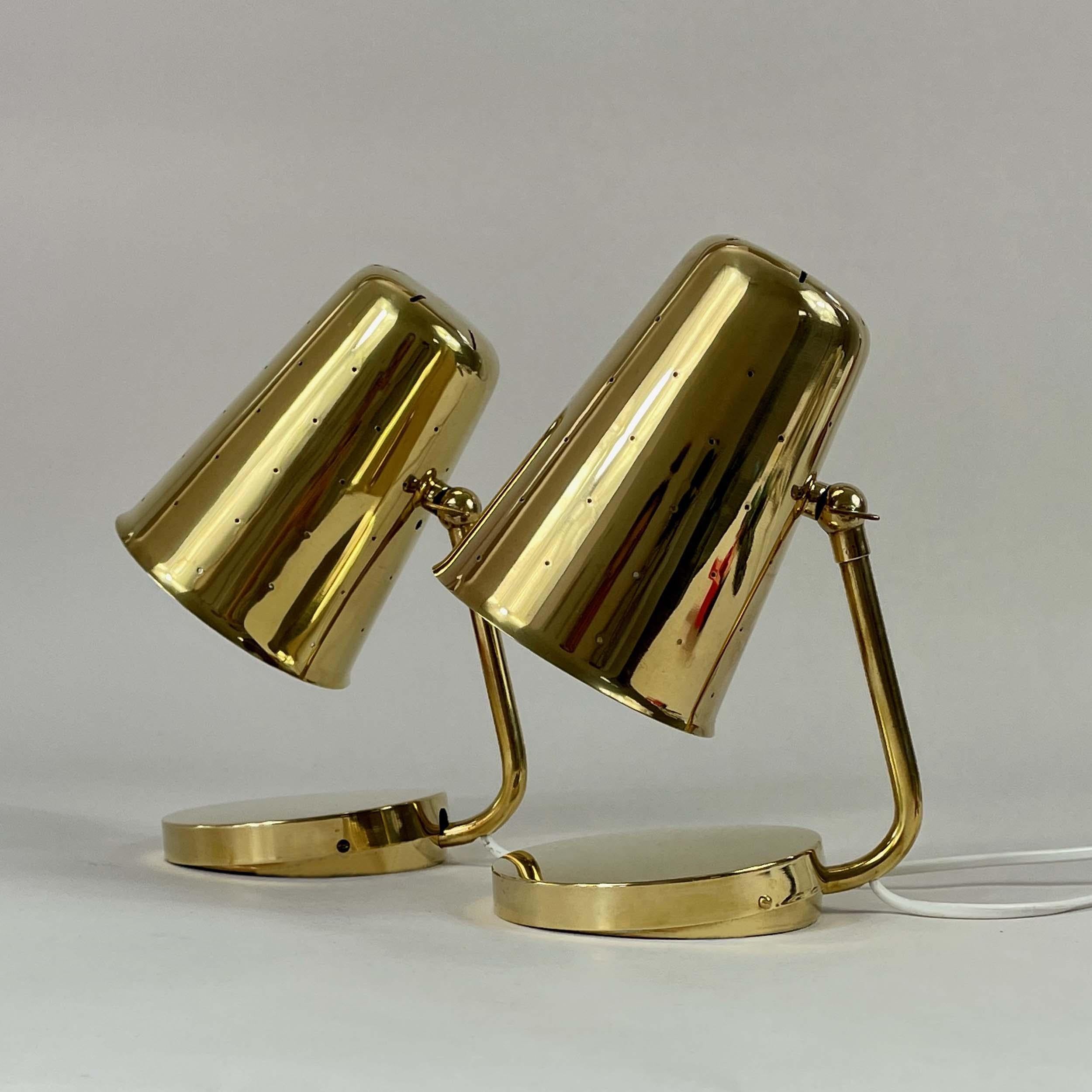 Lampes de table en laiton Karl Borén, Boréns Borås Belysning Suède années 1950, ensemble de 2 en vente 7