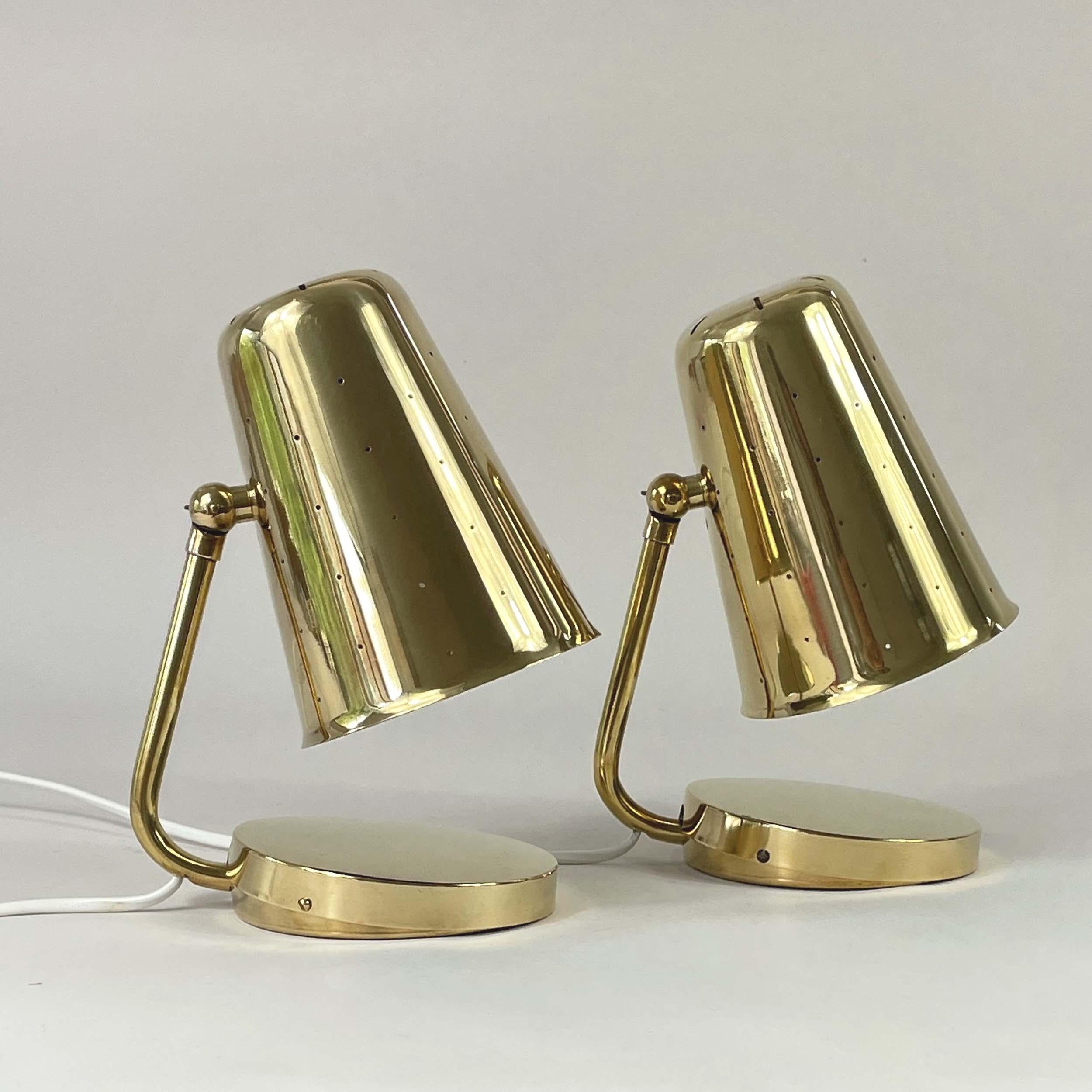 Lampes de table en laiton Karl Borén, Boréns Borås Belysning Suède années 1950, ensemble de 2 en vente 8