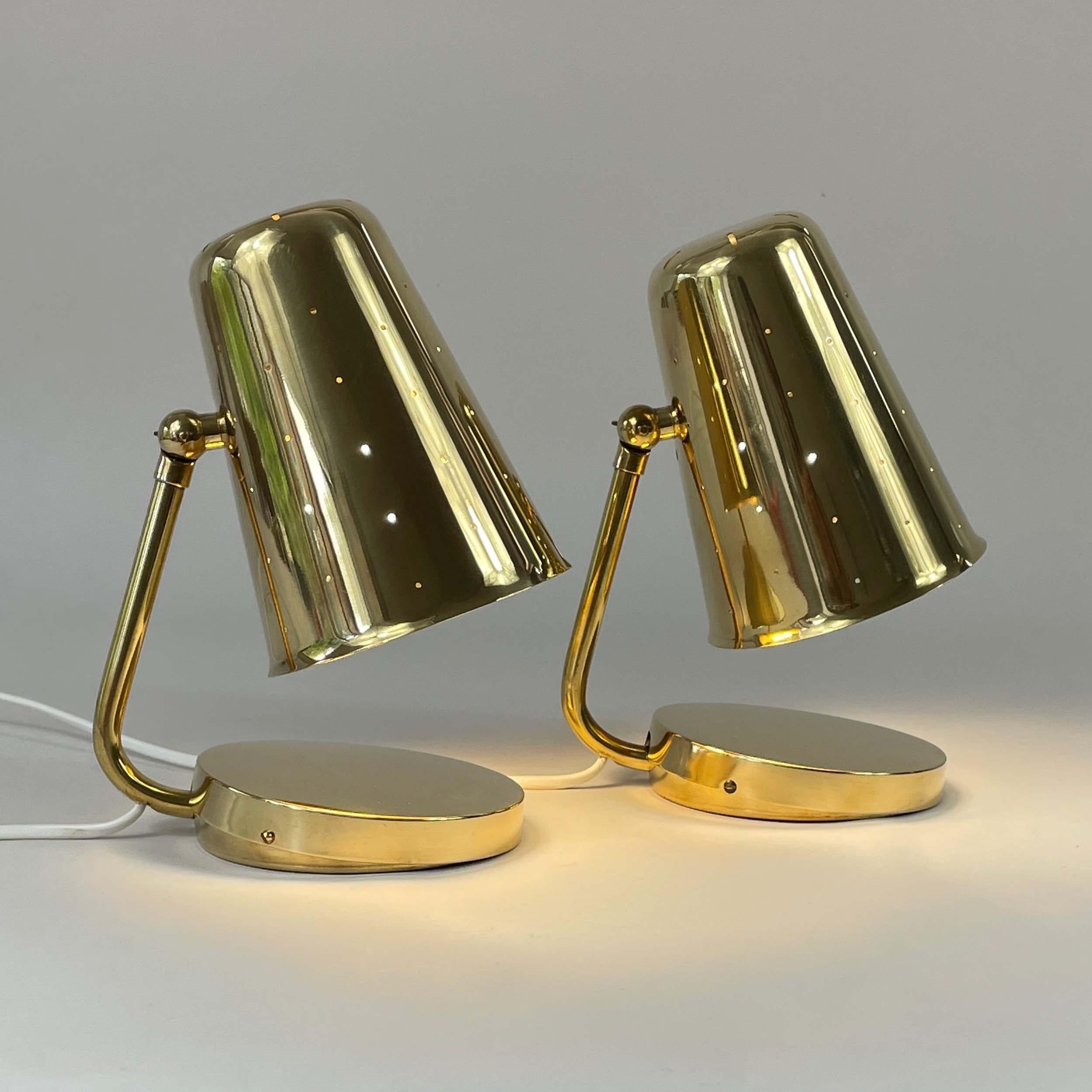 Lampes de table en laiton Karl Borén, Boréns Borås Belysning Suède années 1950, ensemble de 2 en vente 9