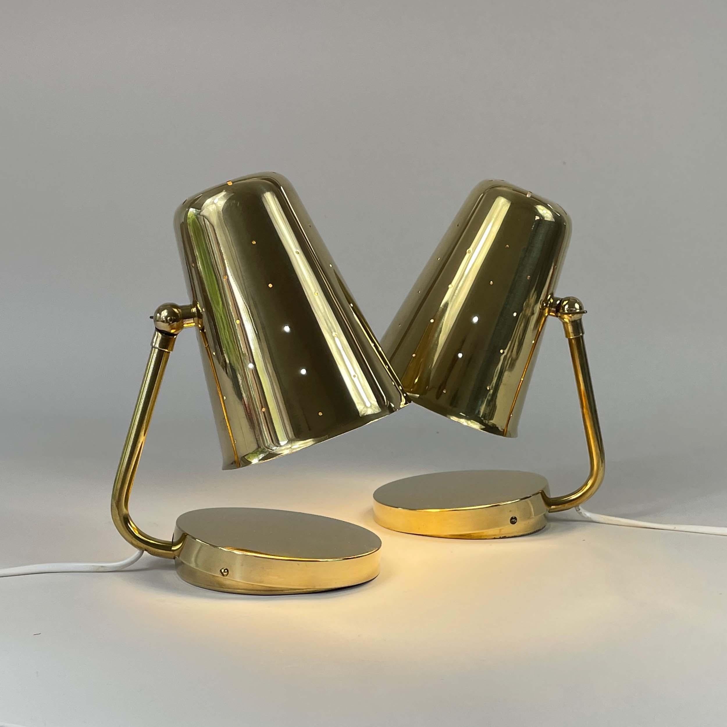 Lampes de table en laiton Karl Borén, Boréns Borås Belysning Suède années 1950, ensemble de 2 Bon état - En vente à NUEMBRECHT, NRW