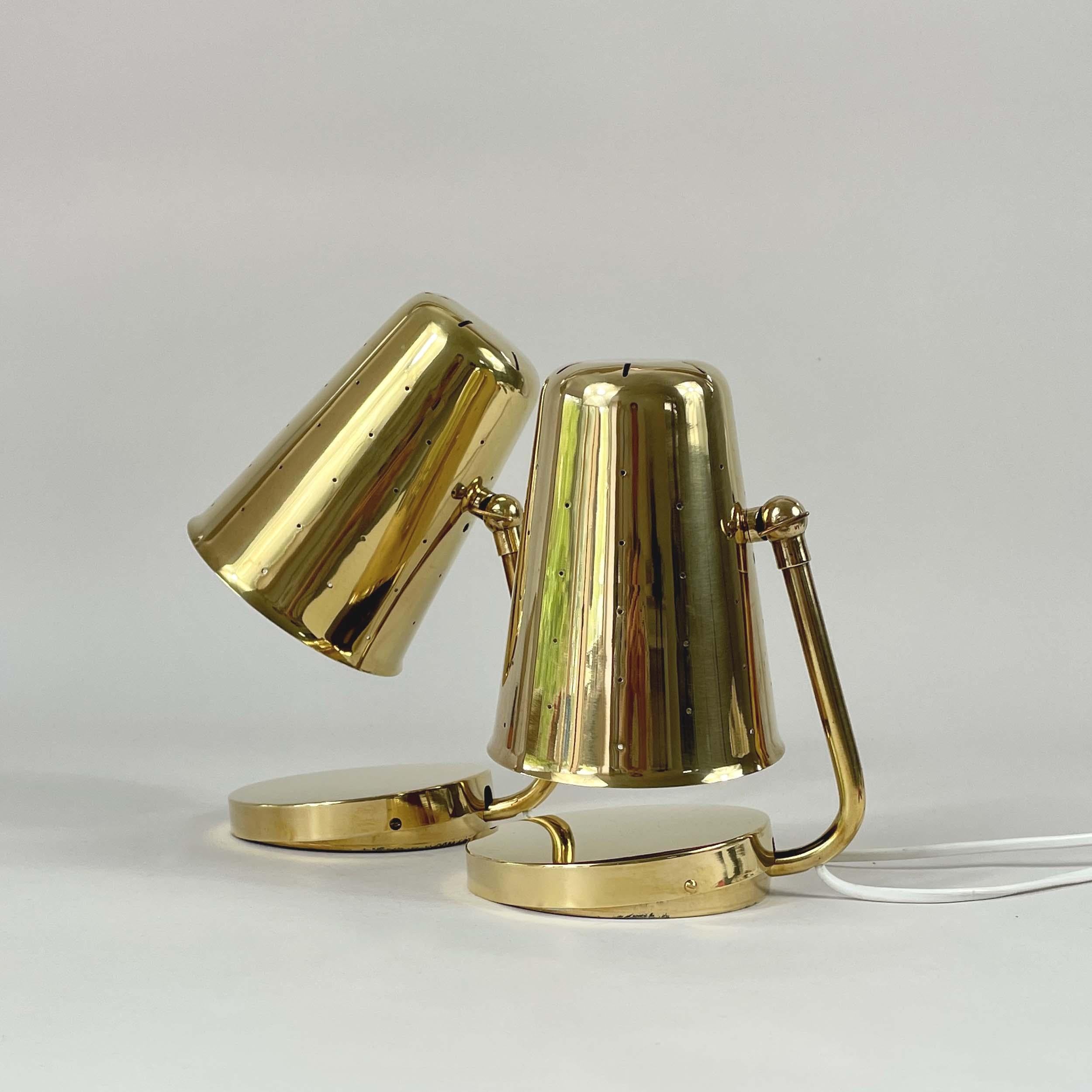 Lampes de table en laiton Karl Borén, Boréns Borås Belysning Suède années 1950, ensemble de 2 en vente 1