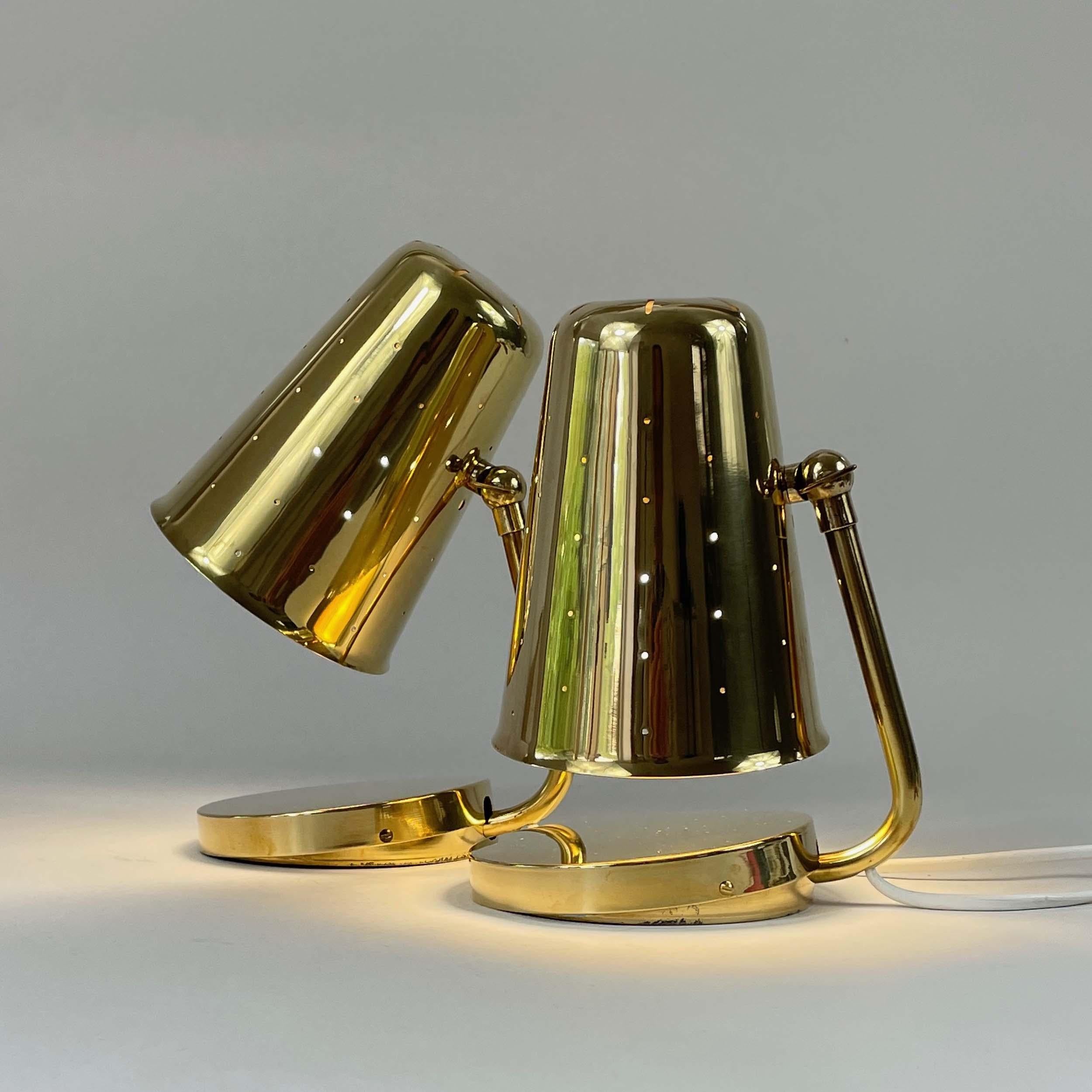 Lampes de table en laiton Karl Borén, Boréns Borås Belysning Suède années 1950, ensemble de 2 en vente 2