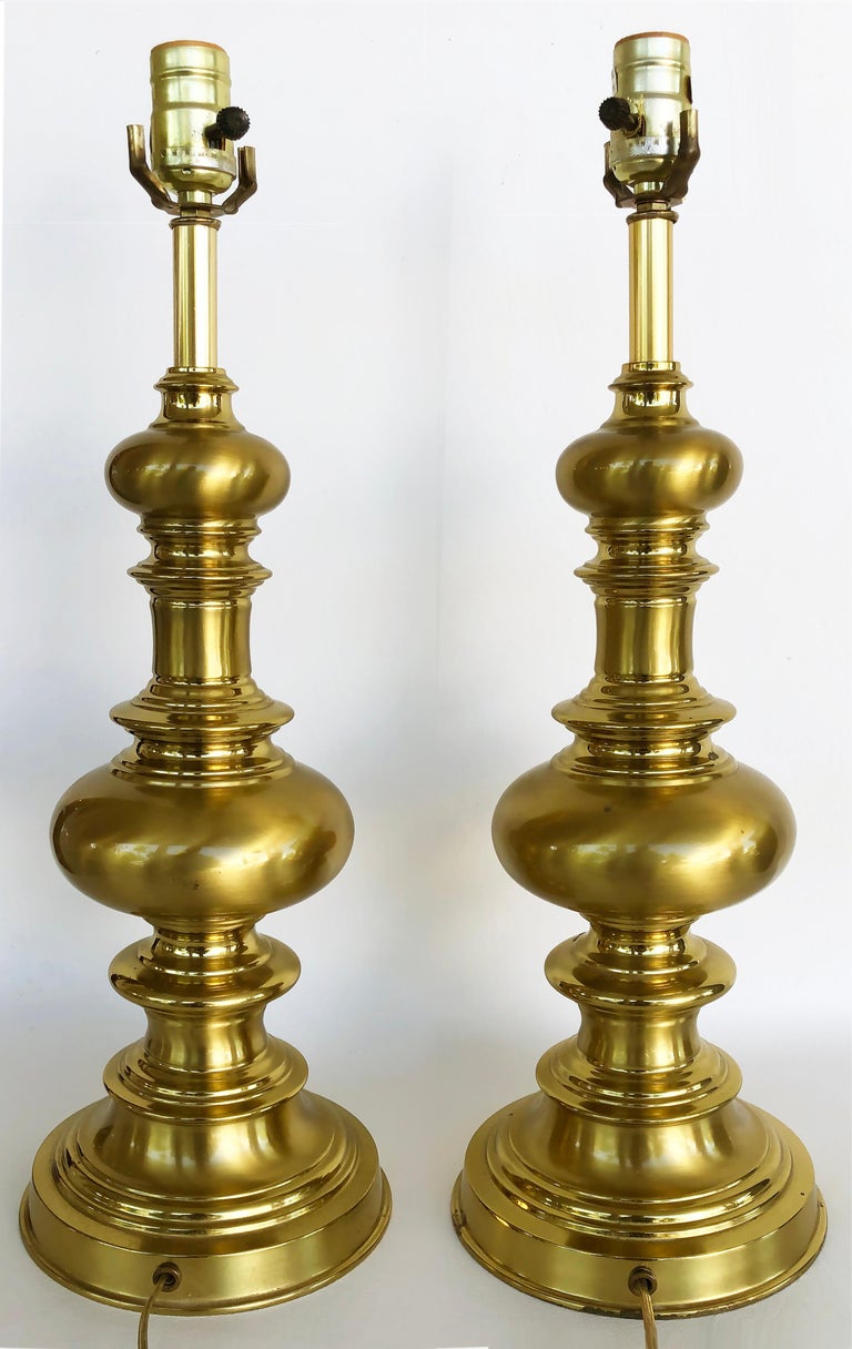Brass Table Lamps, Pair For Sale at 1stDibs