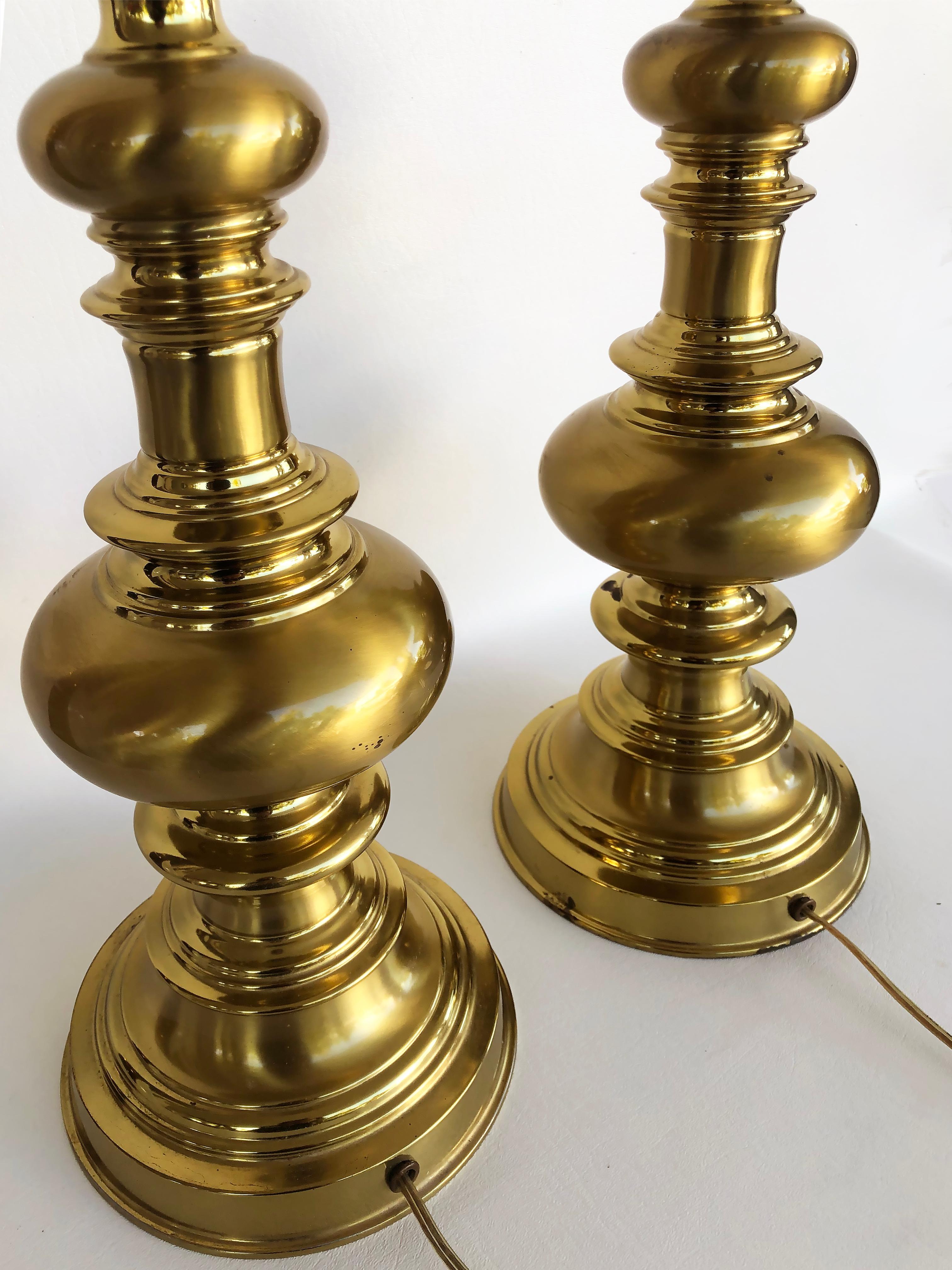 20th Century Brass Table Lamps, Pair For Sale