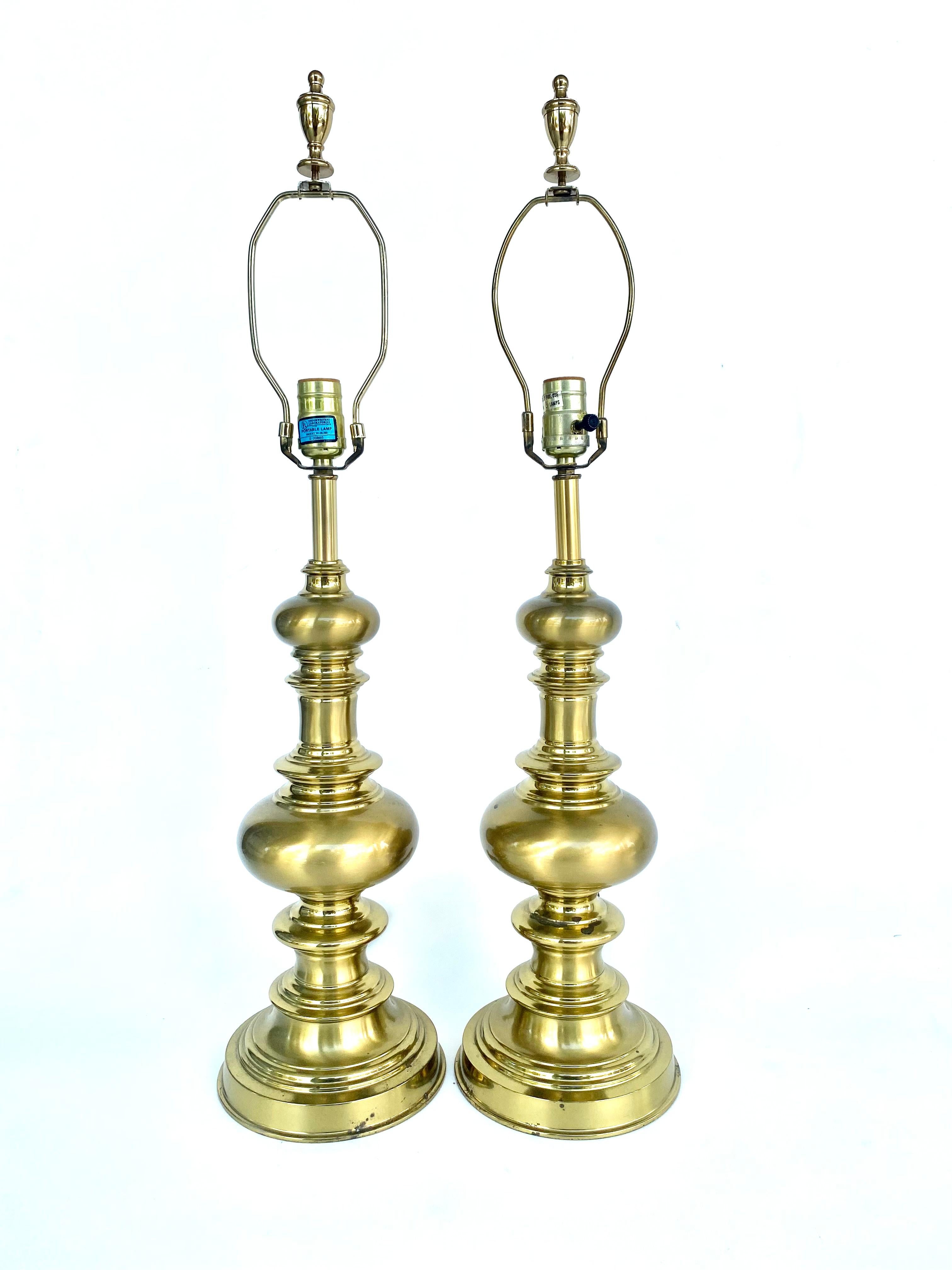 Brass Table Lamps, Pair For Sale 4