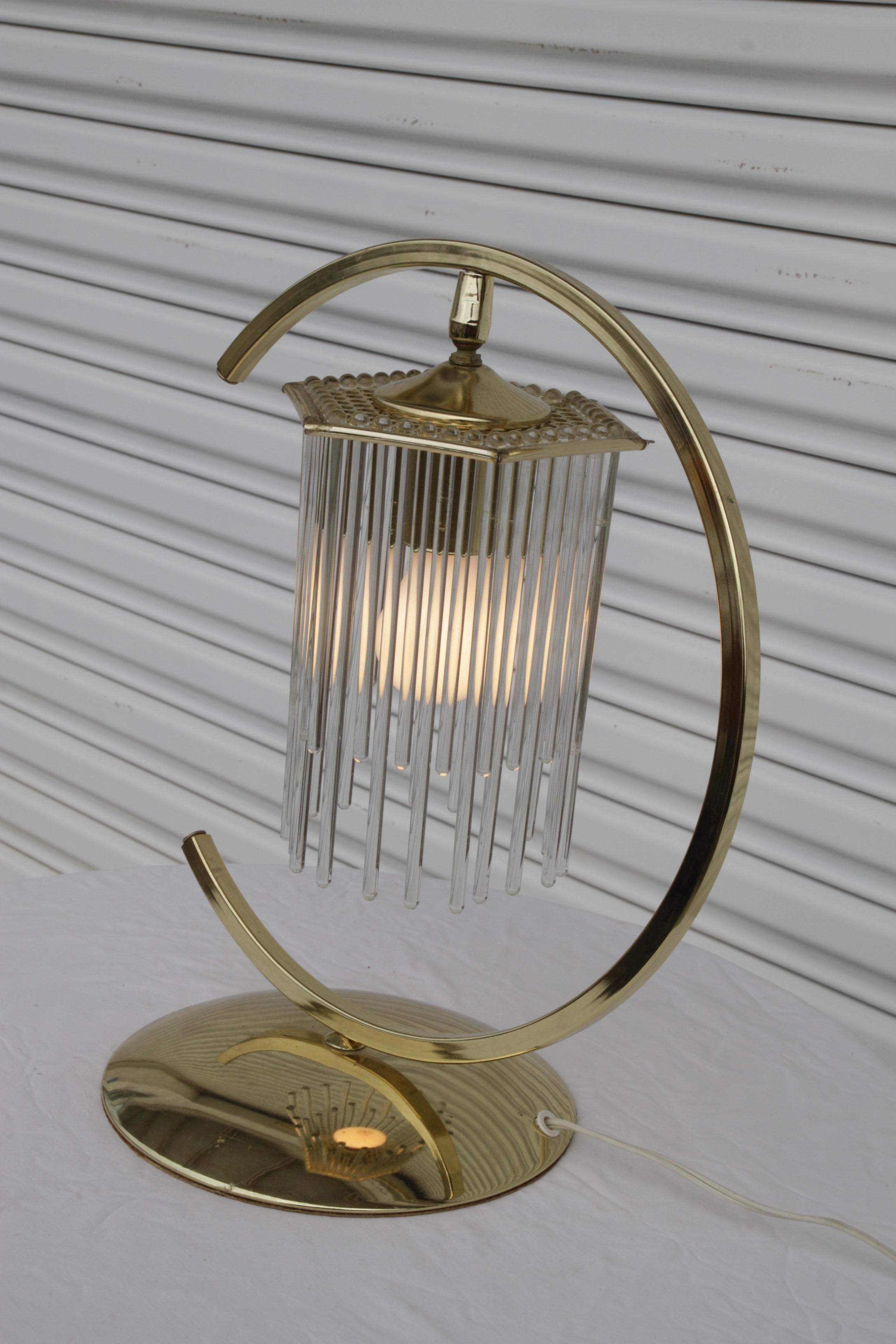 Lampes de table en laiton avec tiges de verre Cascade par Gaetano Sciolari en vente 1