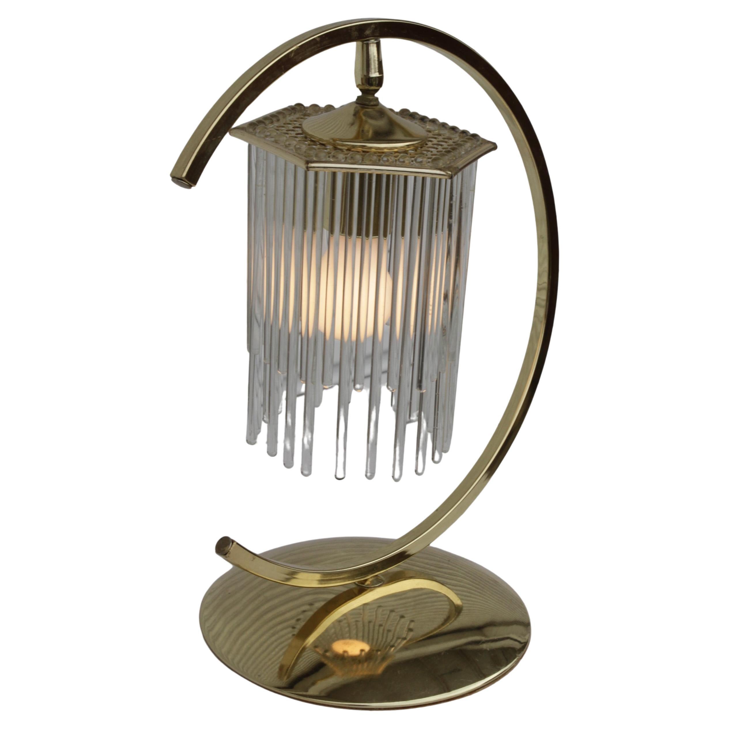 Brass Table Lamps with Cascading Glass Rods by Gaetano Sciolari