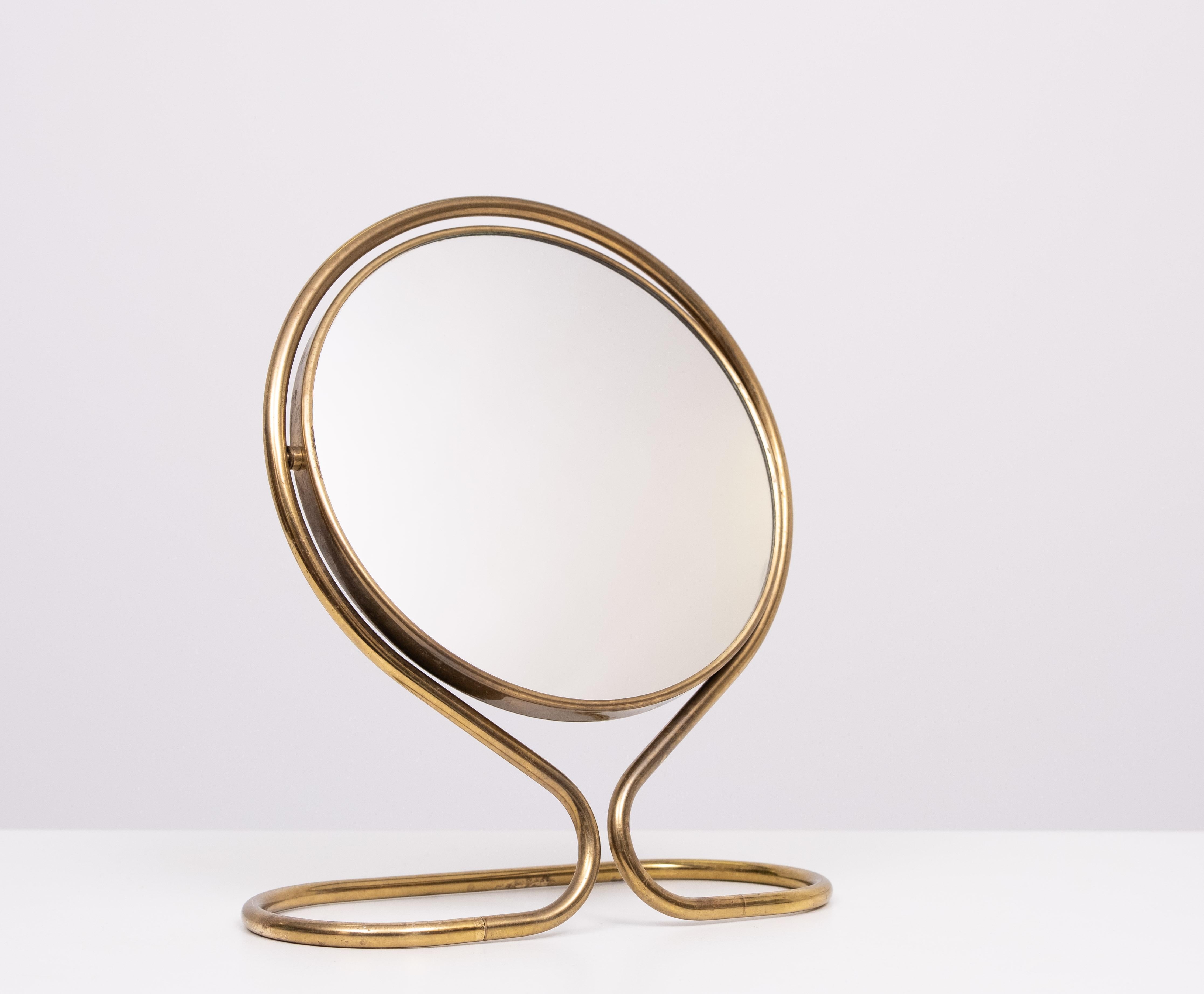 Brass Table magnifying tillable. Mirror 1960s France For Sale 1