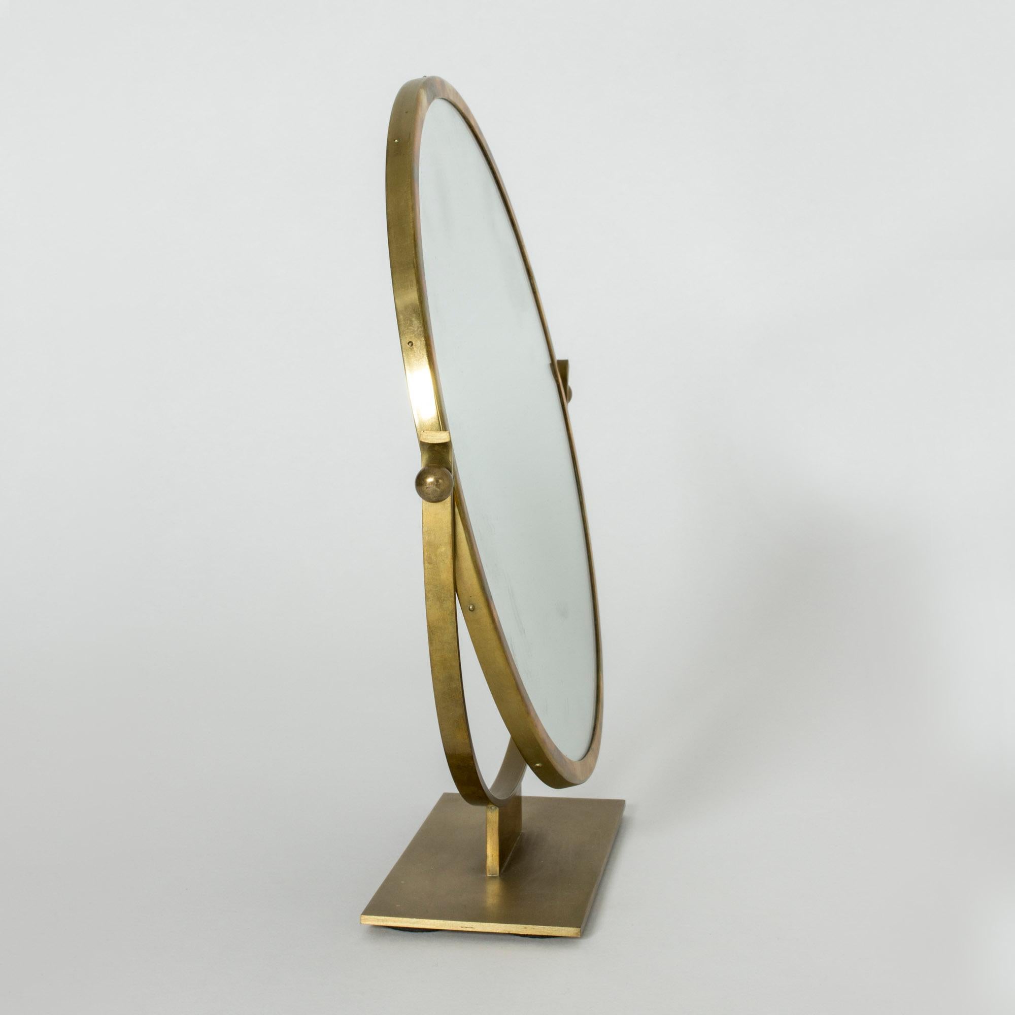 Scandinavian Modern Brass Table Mirror by Ivar Ålenius-Björk