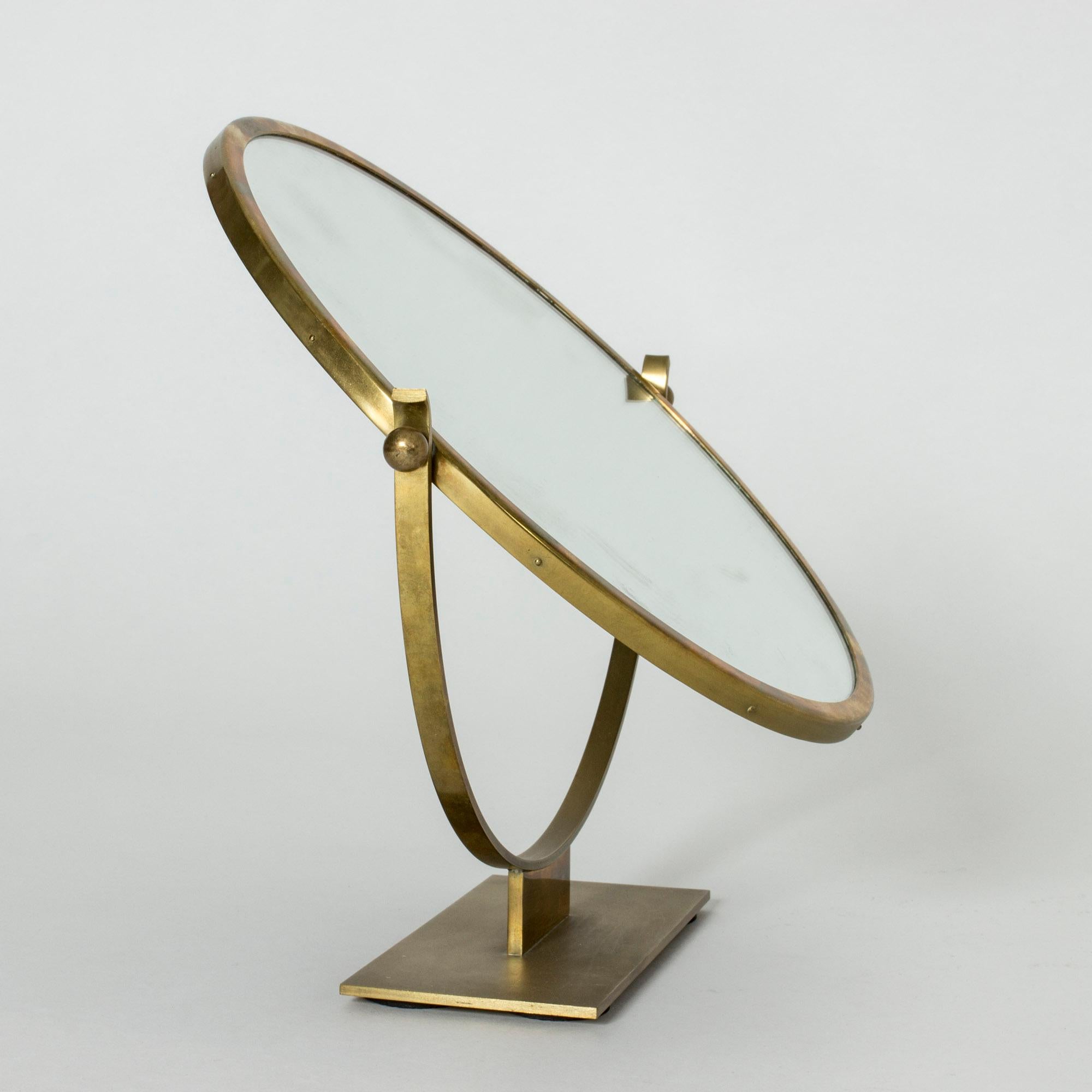 Swedish Brass Table Mirror by Ivar Ålenius-Björk