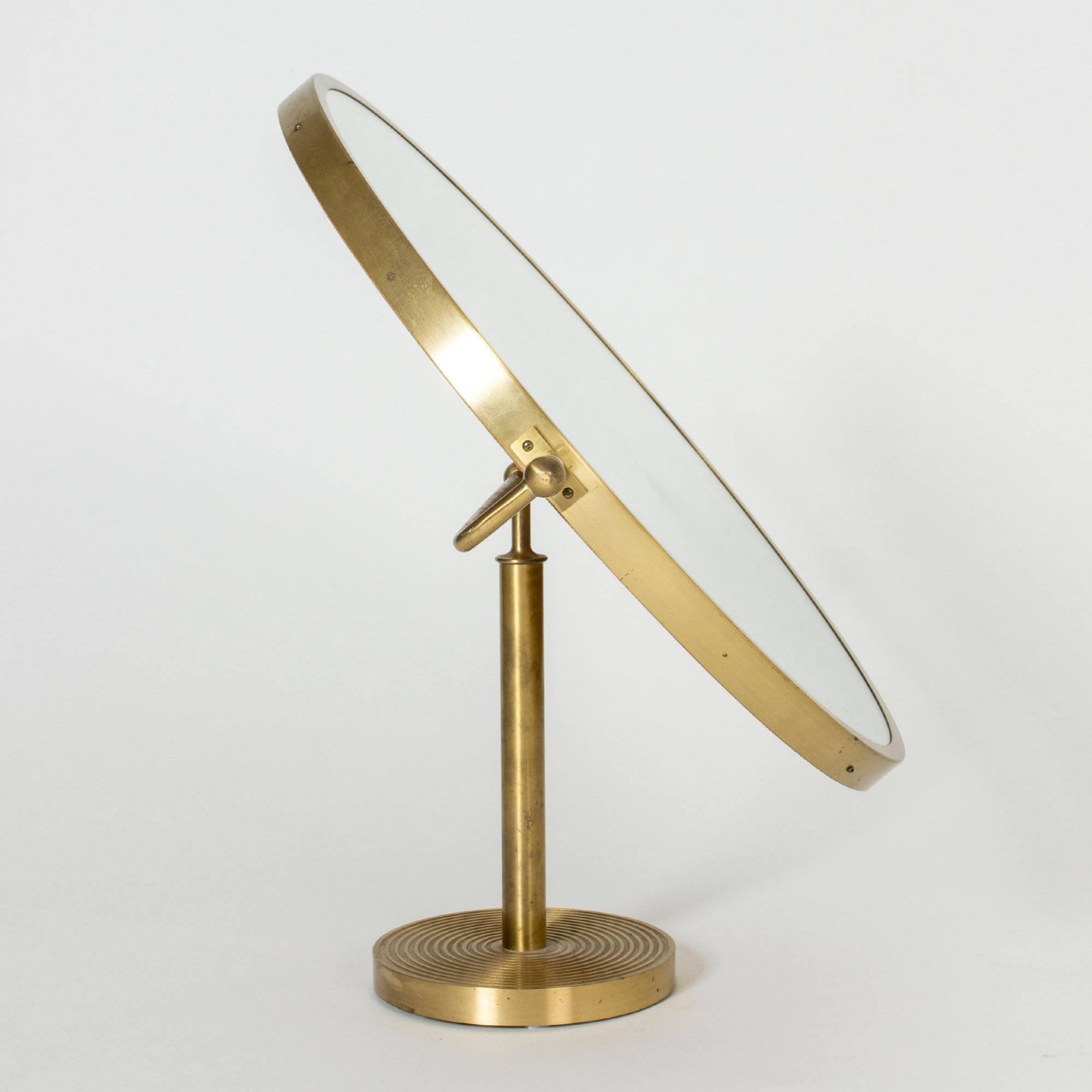 Scandinavian Modern Brass Table Mirror by Josef Frank for Svenskt Tenn, Sweden, 1950s