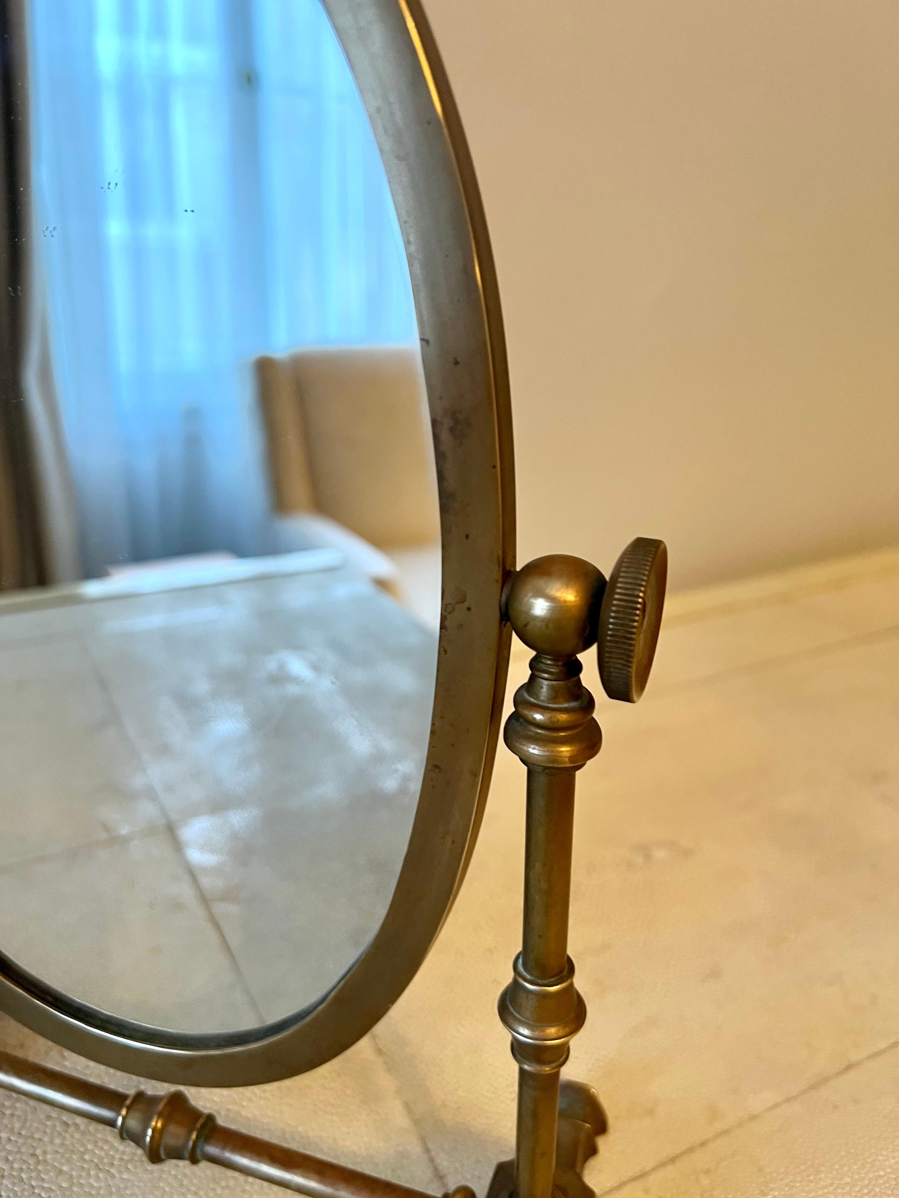 English Brass Table or Vanity Shaving Mirror
