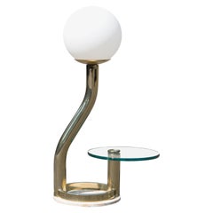 Brass Task Lamp with Glass Valet and Travertine Base