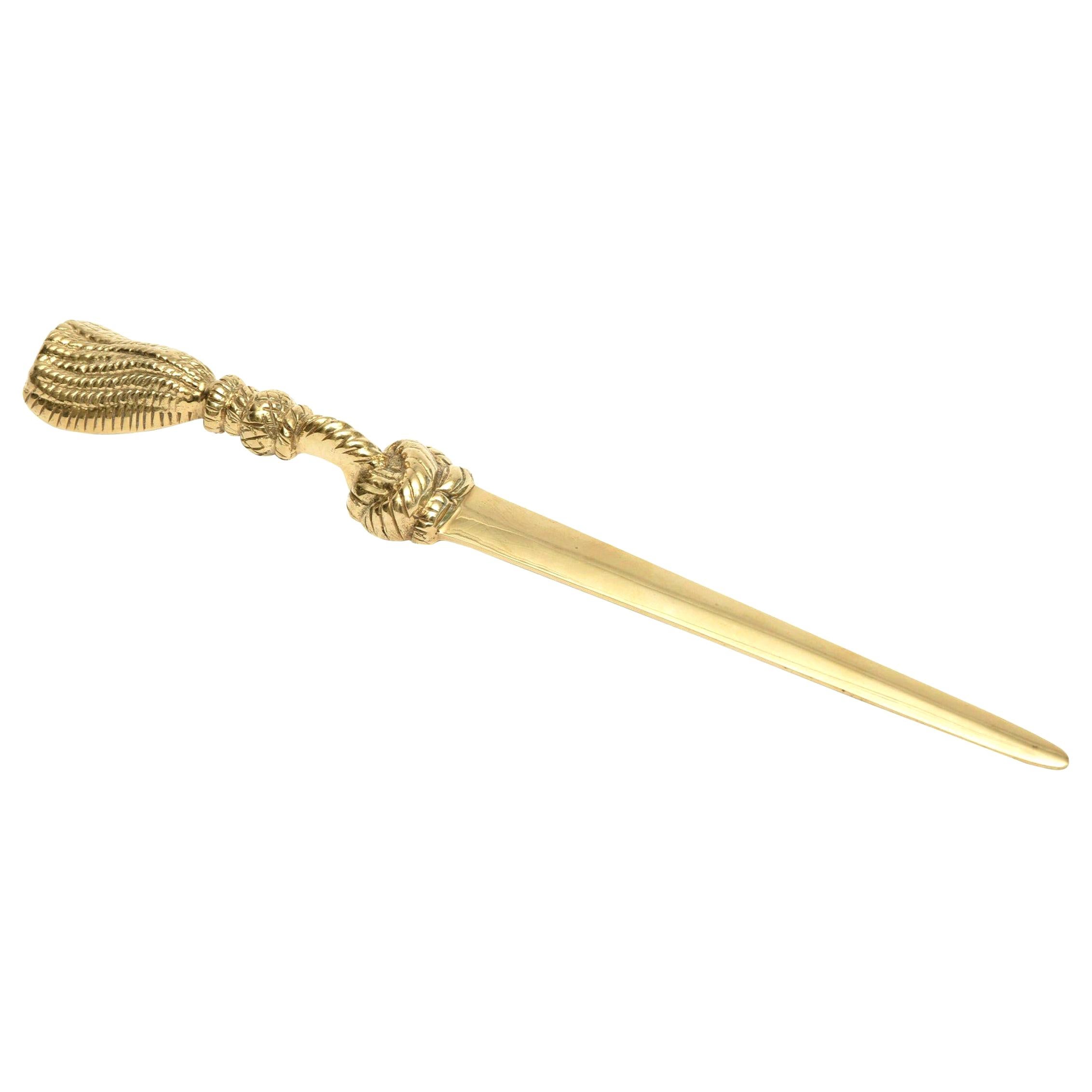 Brass Tasseled Letter Opener Desk Accessory Vintage