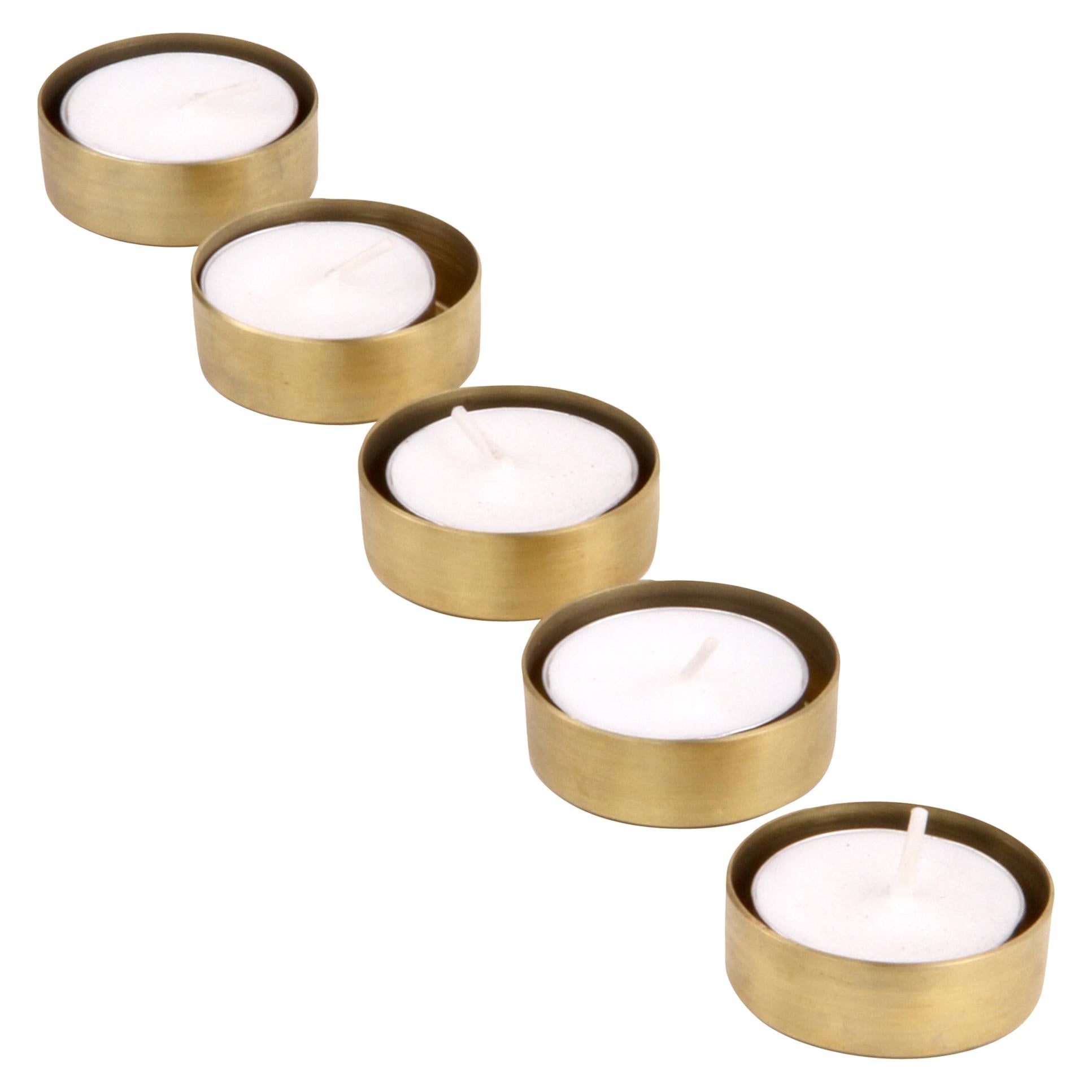 Brass Tea Light Cups 'Set of 5' For Sale at 1stDibs | brass tea light  candle holders, brass tea light holders, brass cups