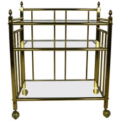 Vintage Brass Tea / Serving Cart or Bar Cart