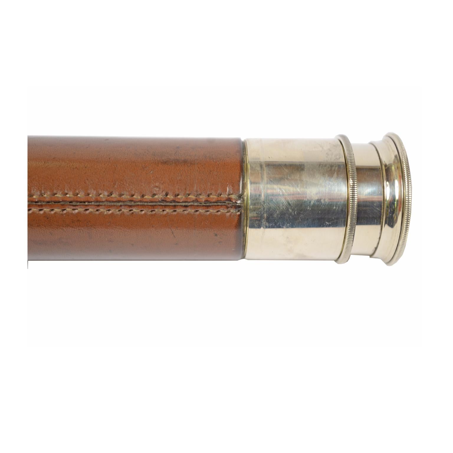Brass Telescope Covered with Leather, UK, 1940s 6
