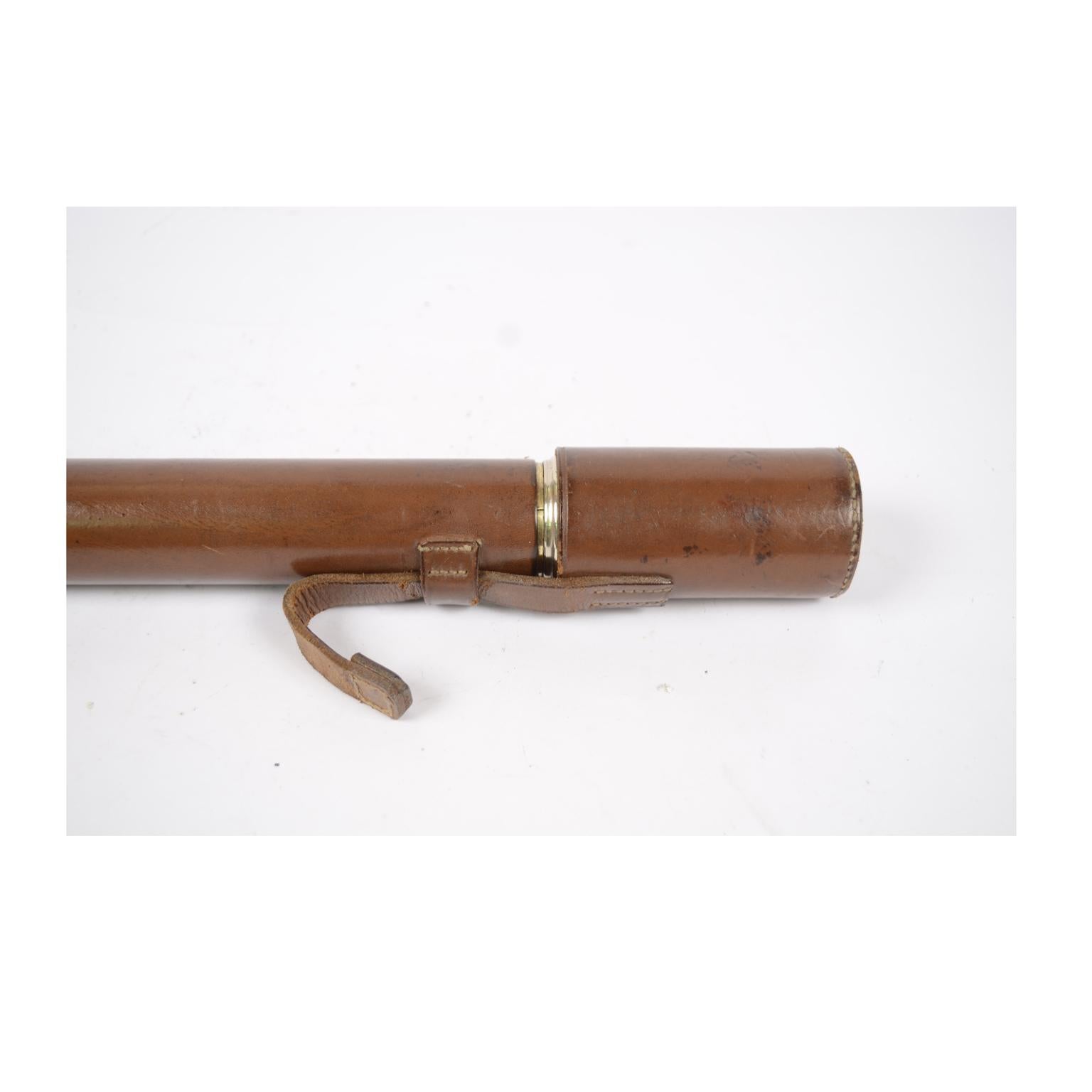Brass Telescope Covered with Leather, UK, 1940s 8