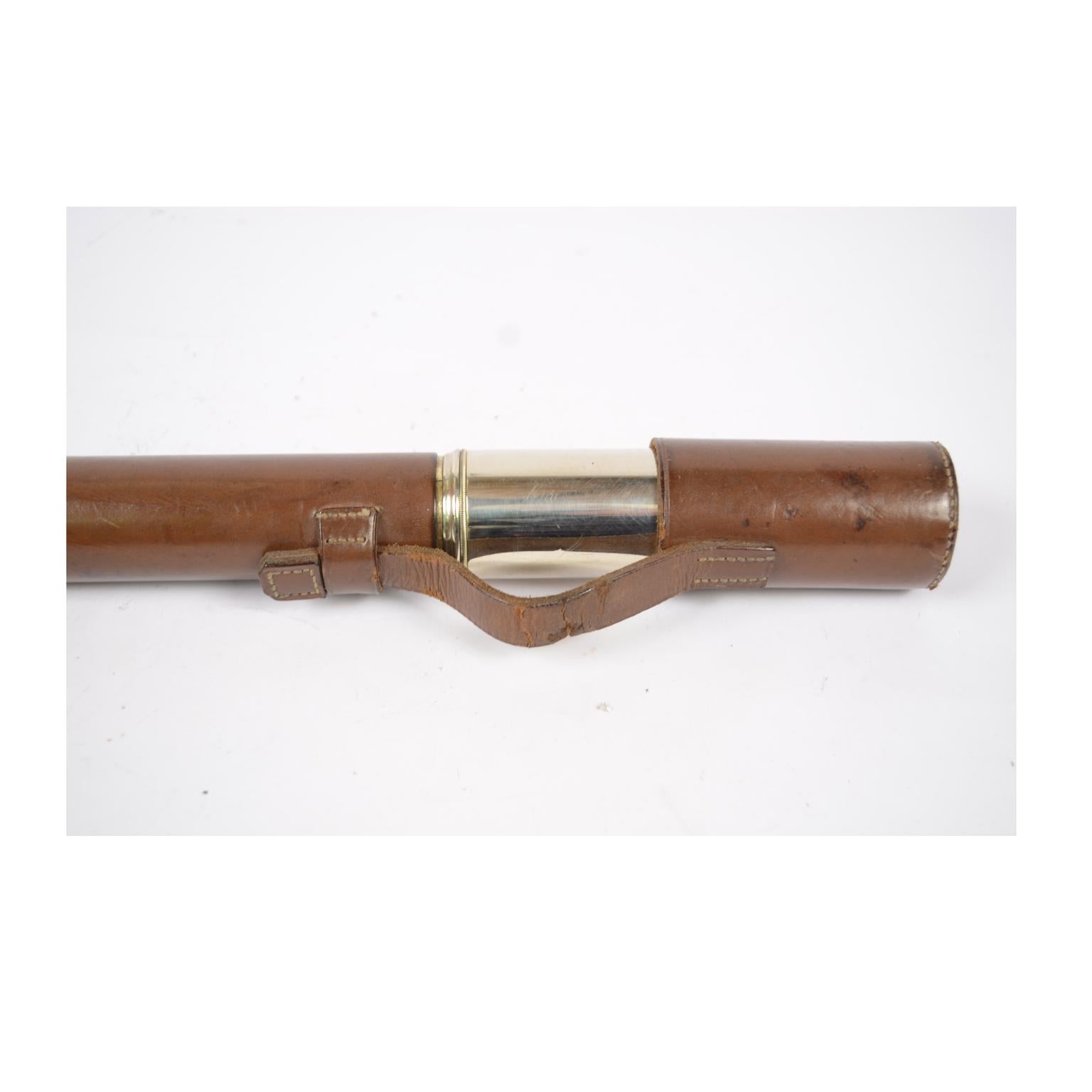 Brass Telescope Covered with Leather, UK, 1940s 10