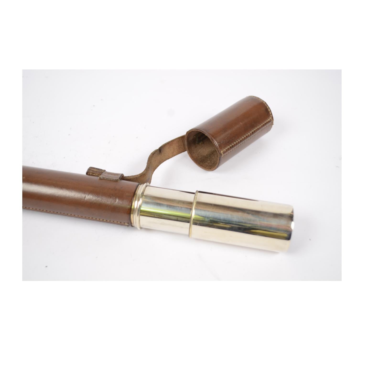 Brass Telescope Covered with Leather, UK, 1940s 11