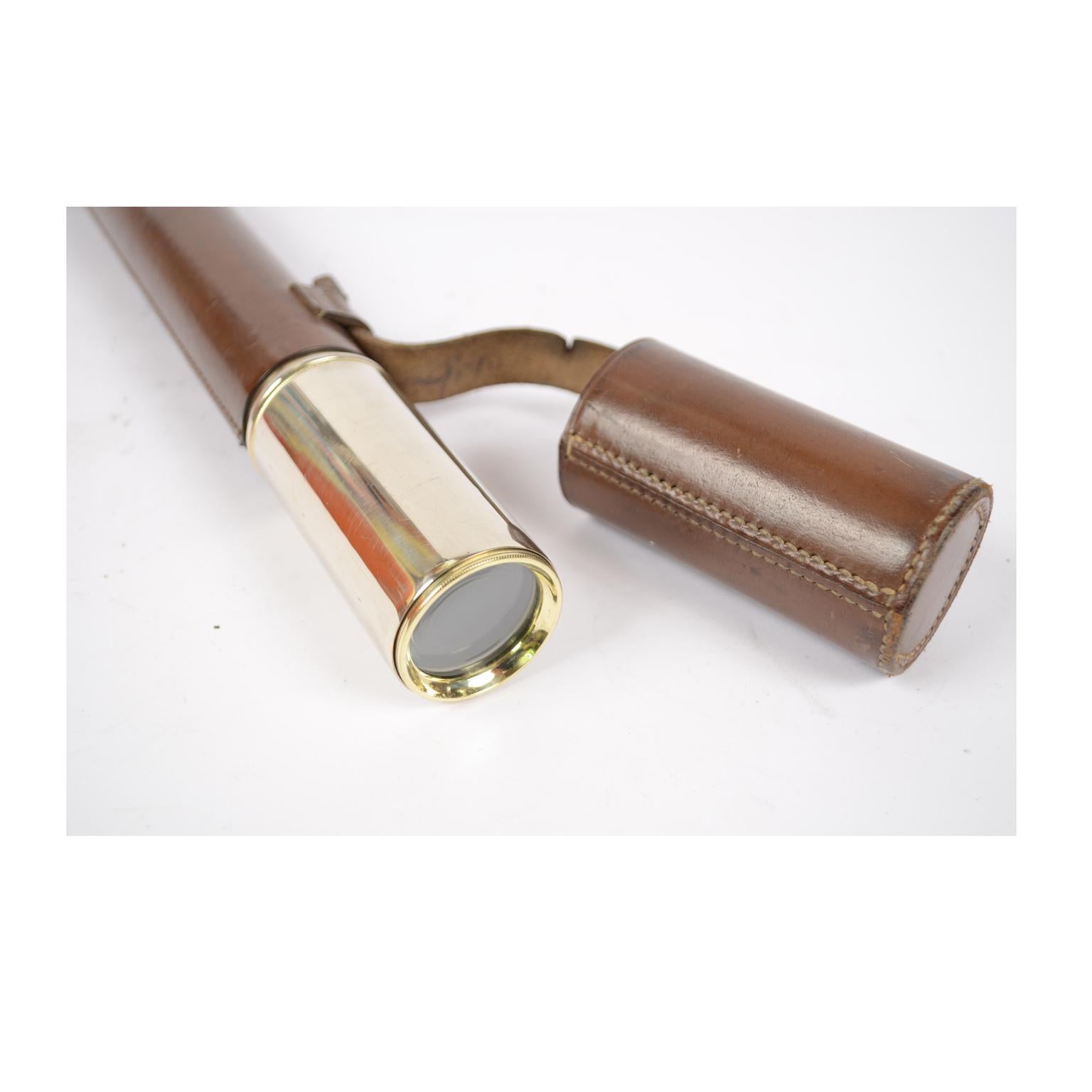 Brass Telescope Covered with Leather, UK, 1940s 12