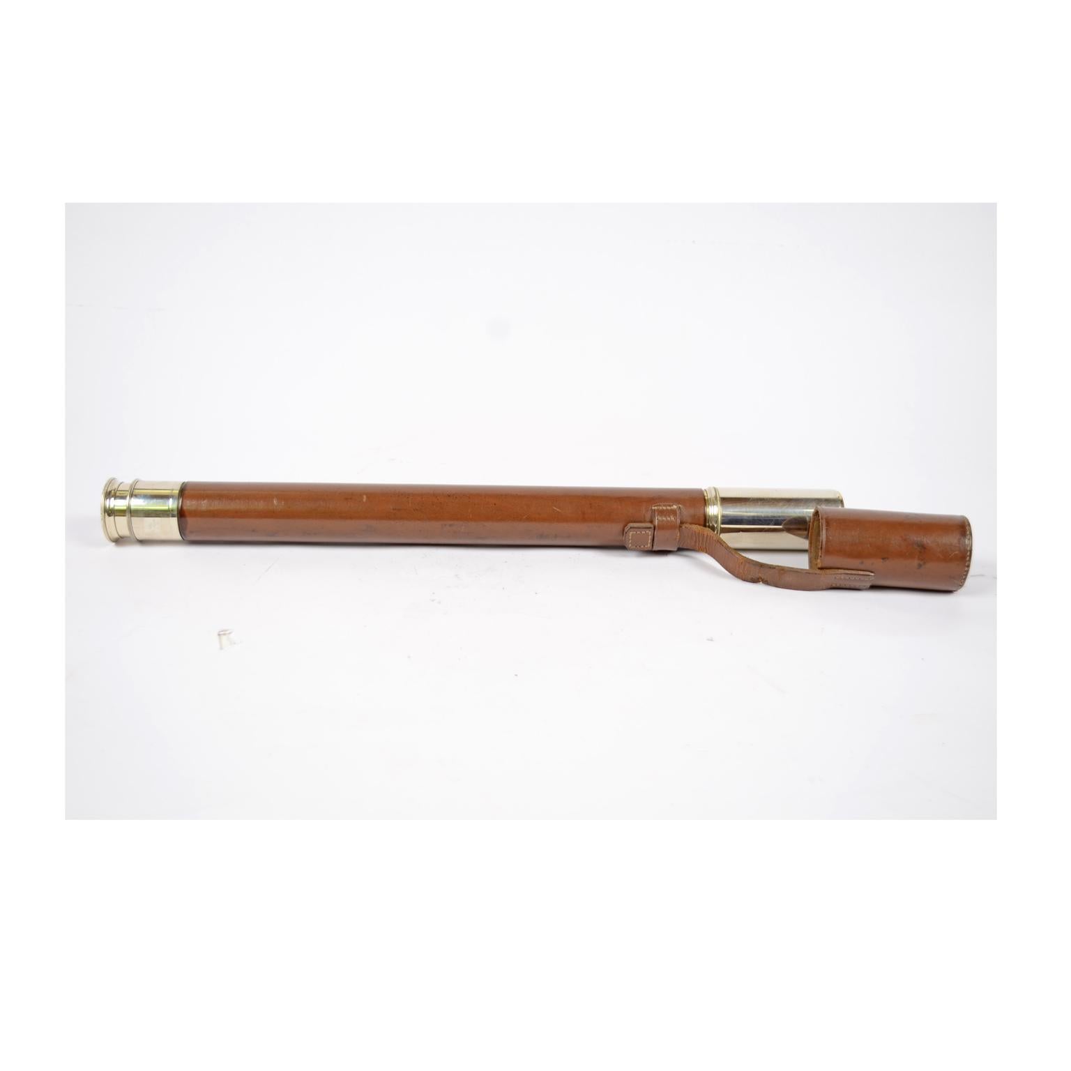 Mid-20th Century Brass Telescope Covered with Leather, UK, 1940s