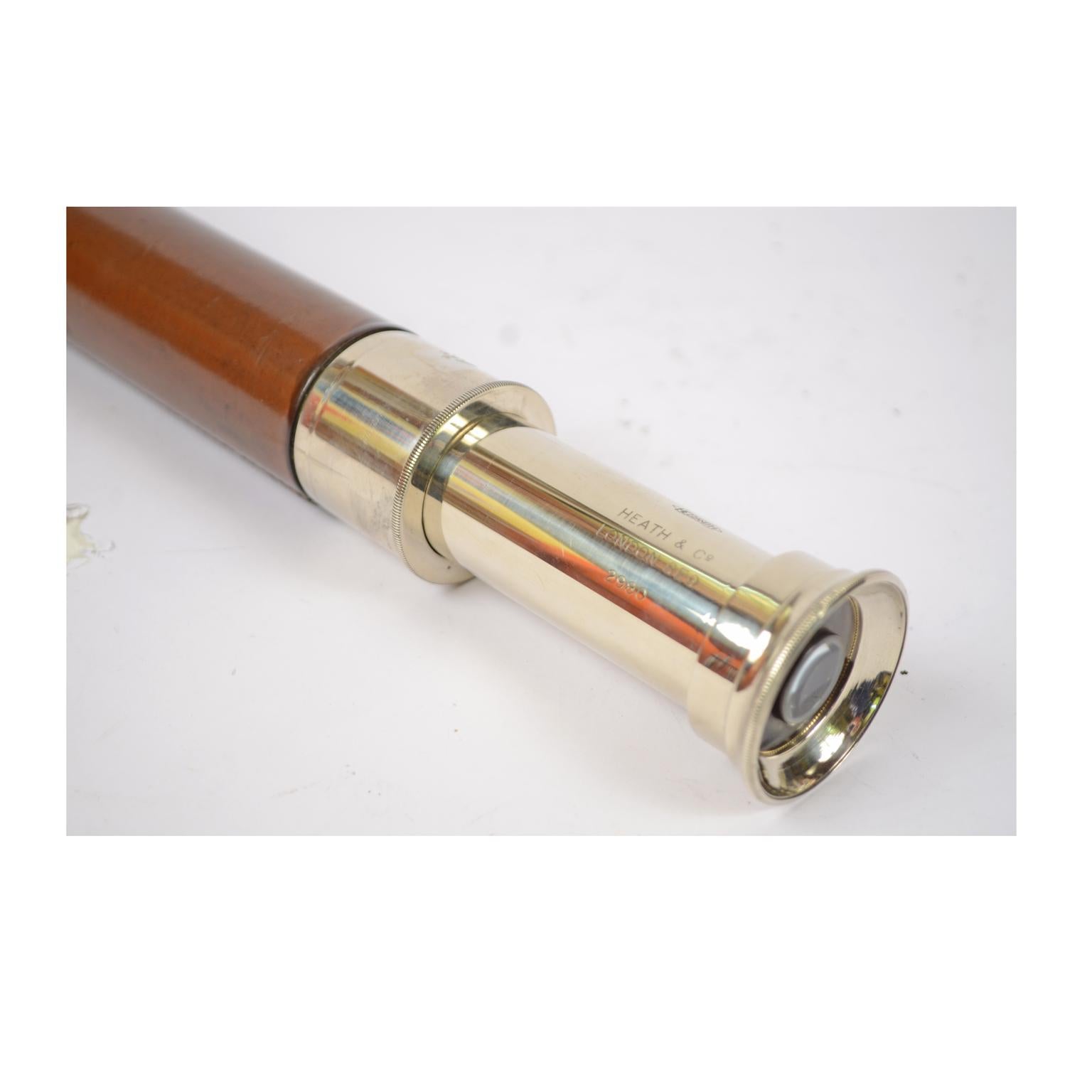 Brass Telescope Covered with Leather, UK, 1940s 2