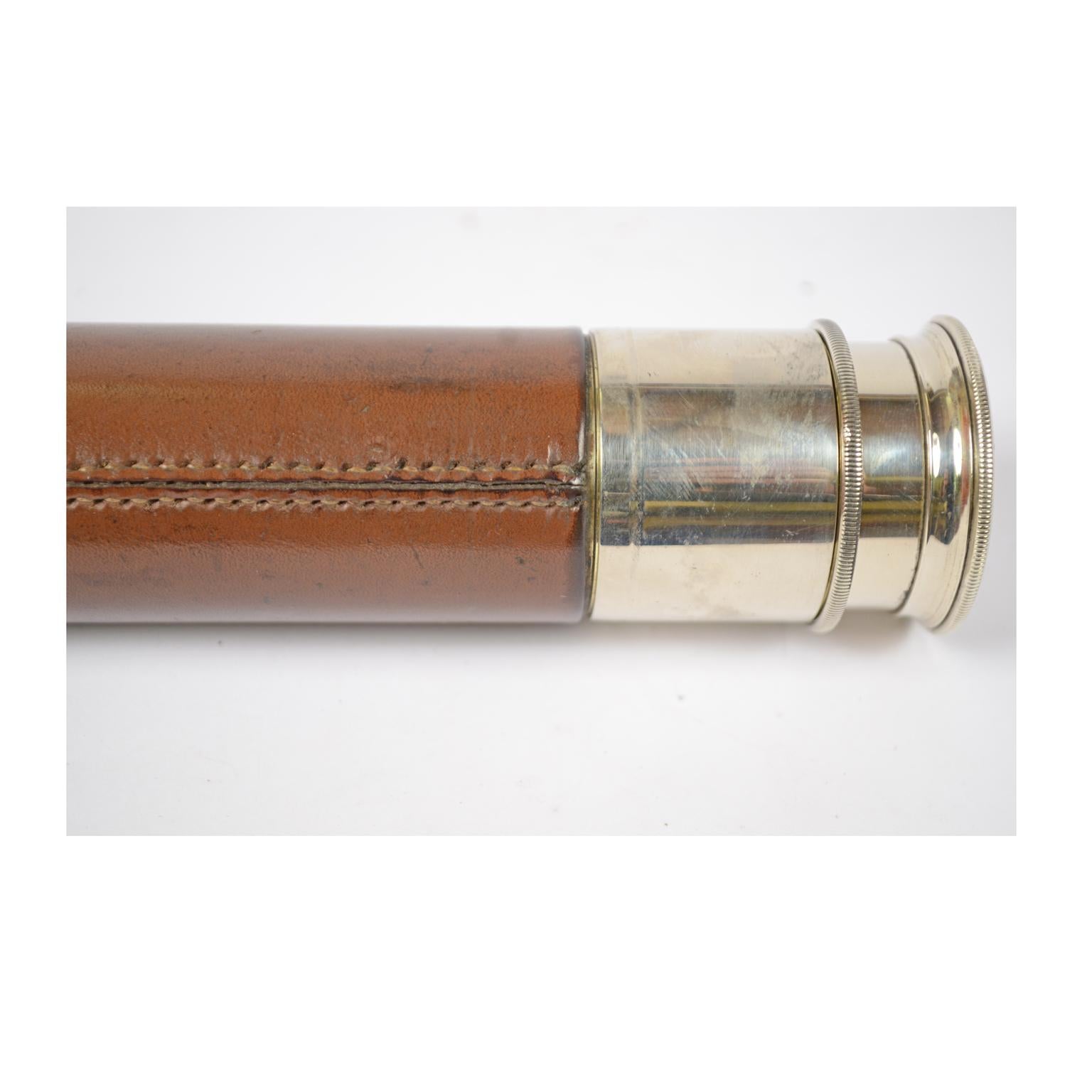 Brass Telescope Covered with Leather, UK, 1940s 3